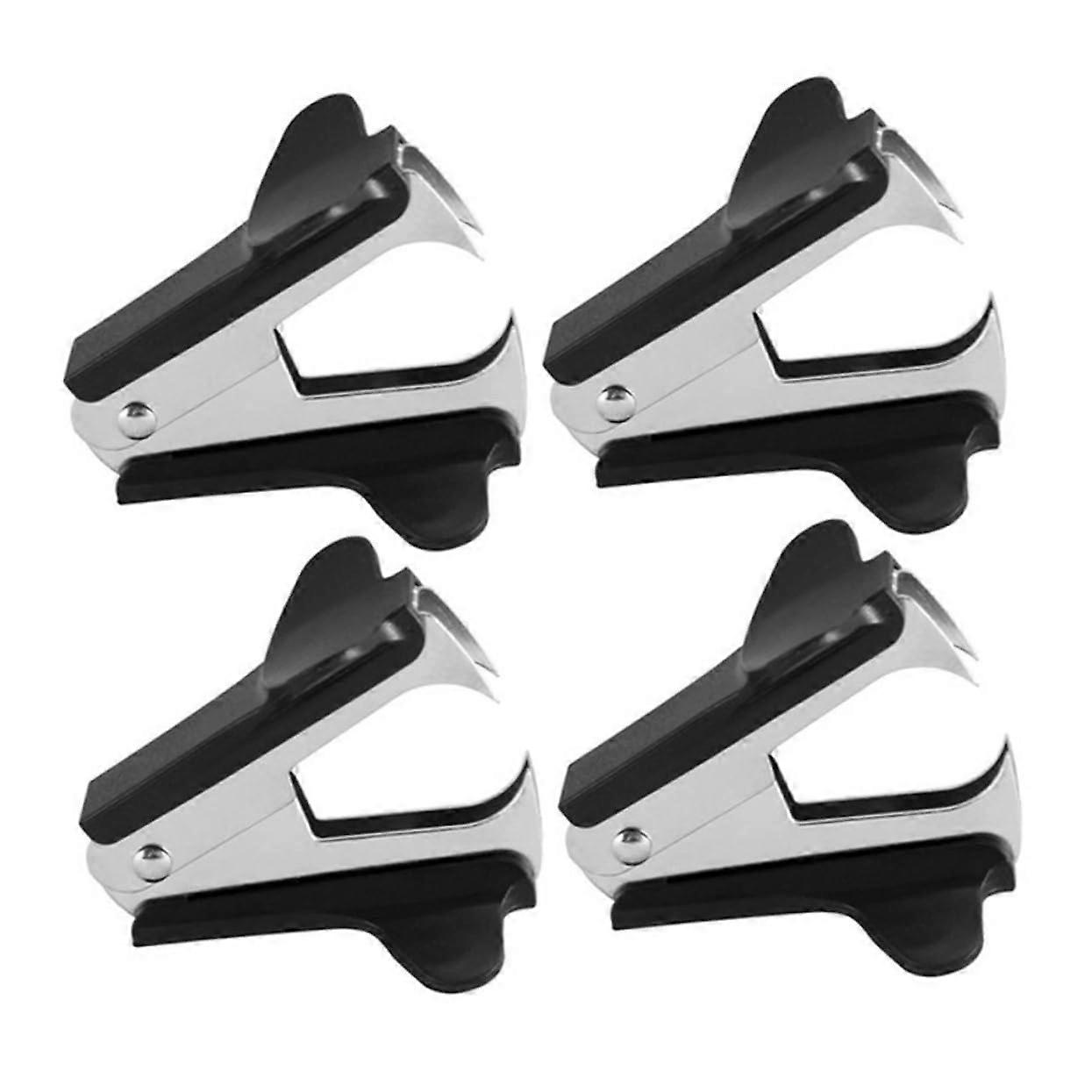 Pack of 4 Staple Remover Hand Tool for Removing Staple Puller Office Hole Punch Tool for Removing Stapler HandHeld Staple Puller Plastic Black