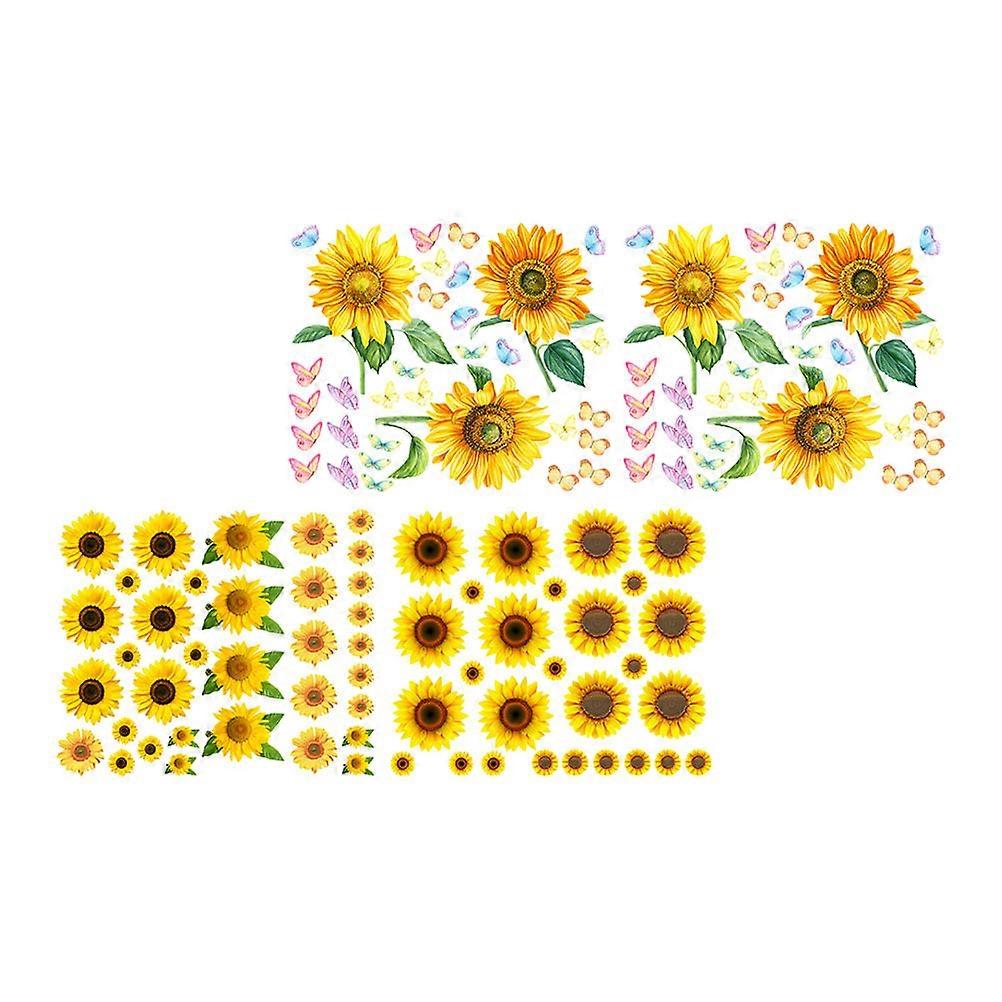 Sunflower & Butterfly Reusable Wall Decal Sheets Self Adhesive Flower Stickers for Room Decor, Safe & Easy Application on Smooth Surfaces