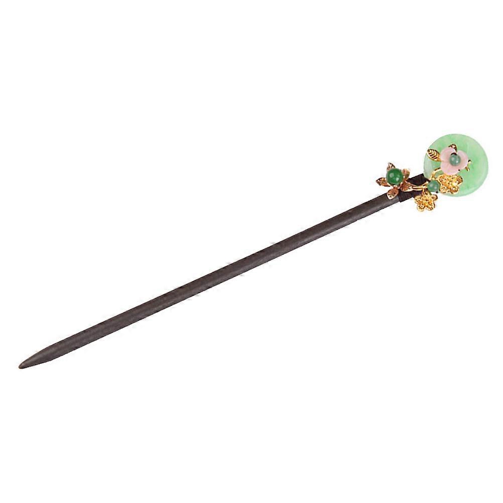Green Synthetic Hair Fork Hairpin for Decoration with Details and Smooth Edges 9.5 inches