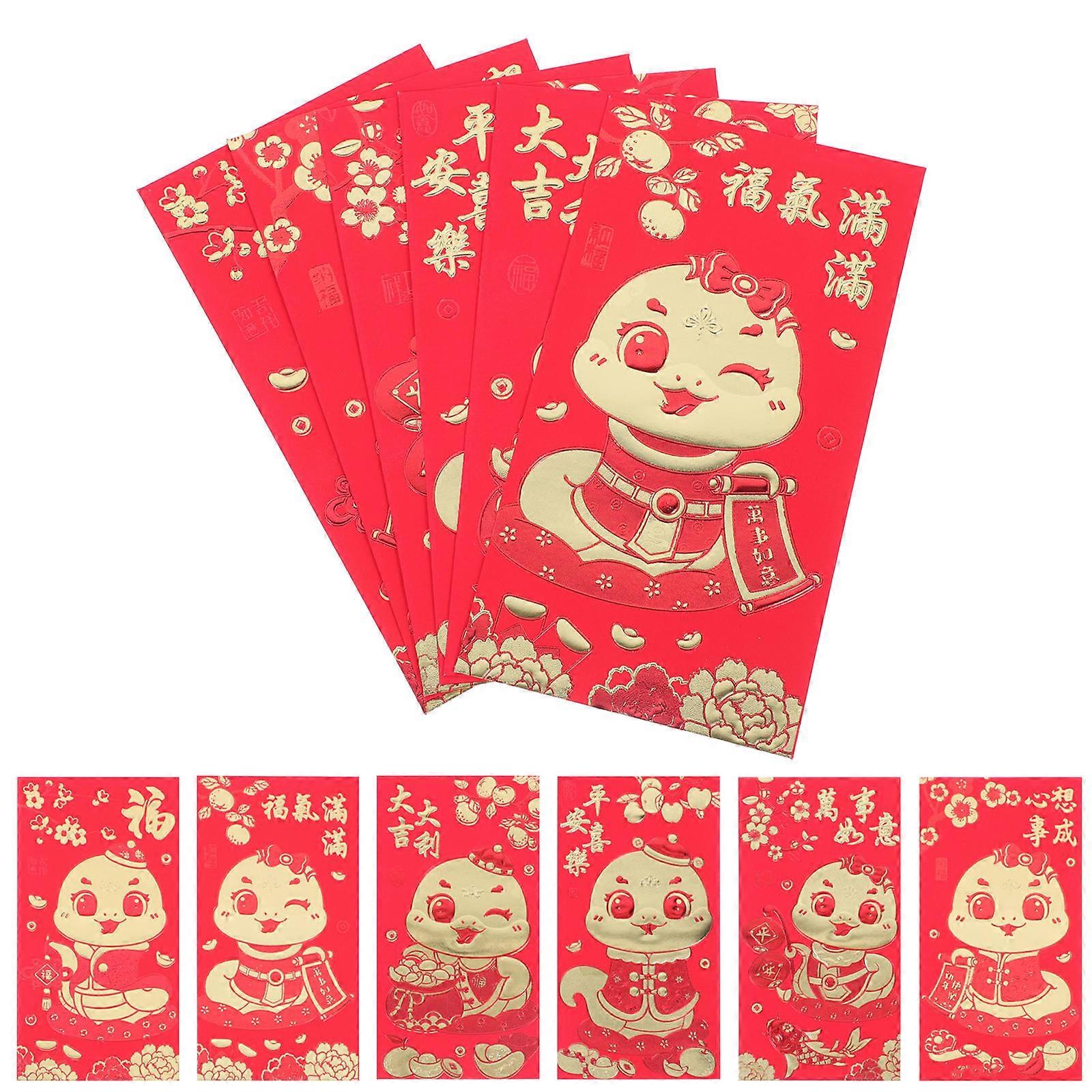 Snake Year Red Packets Lunar New Year Gifts Spring Festival Celebrations Rectangular Gold Plating Paper 36Pcs