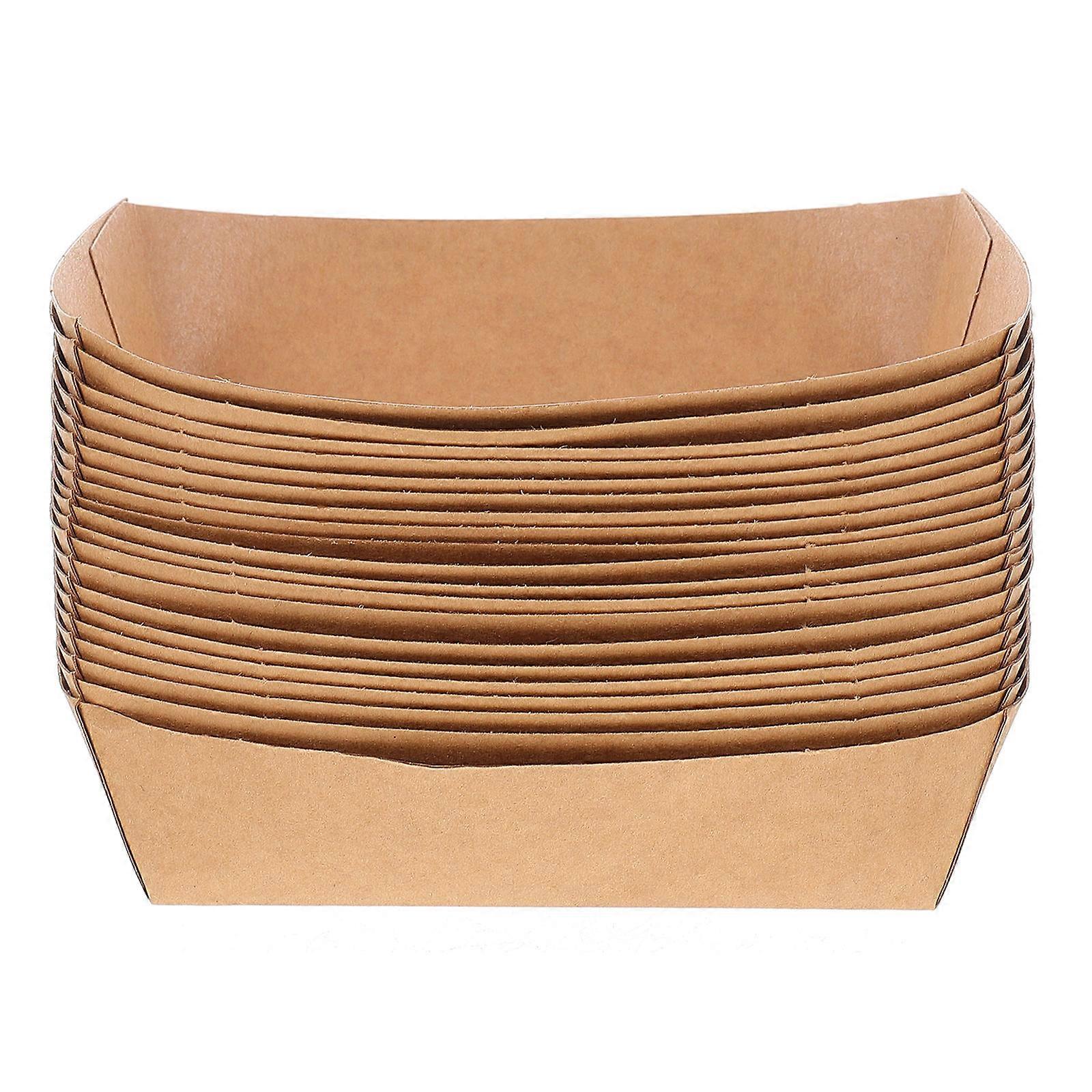 Light Brown Paper Food Holder Trays for Home Oil Proof and Waterproof Great for Parties and Picnics