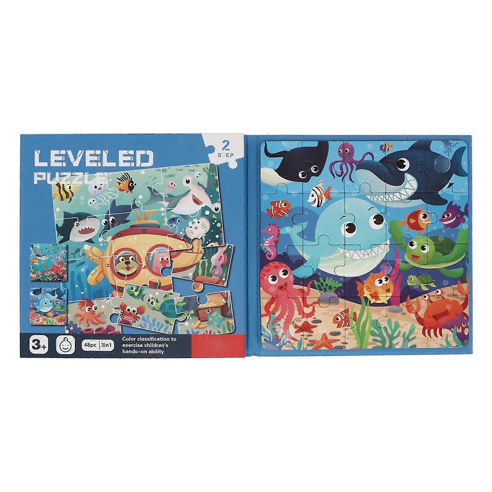 3 in 1 Kids Magnetic Puzzles Book Various Patterns Clear Printed Educational Hands On Jigsaw Toy 