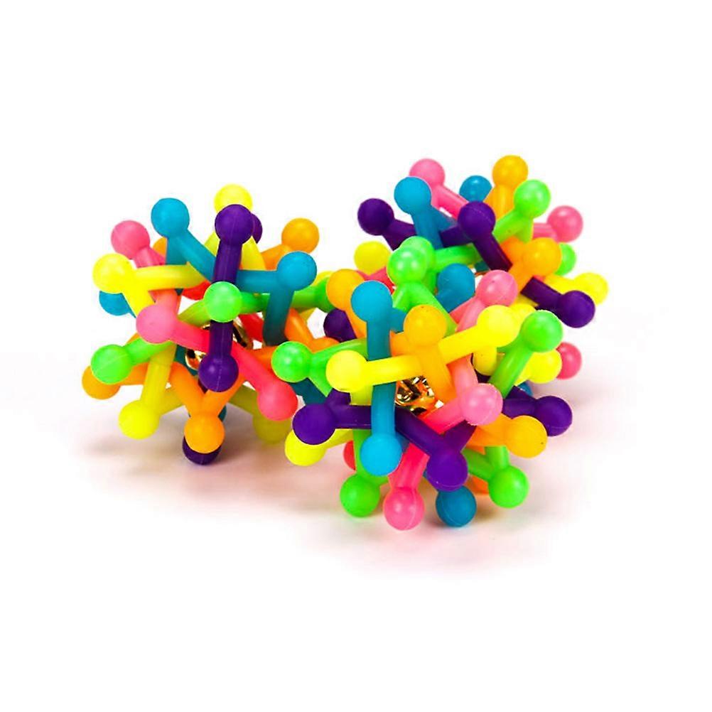 It looks like you're referring to a product listing for **dog toys** — specifically, **rubber rainbow colored hollow balls with a bell inside**,