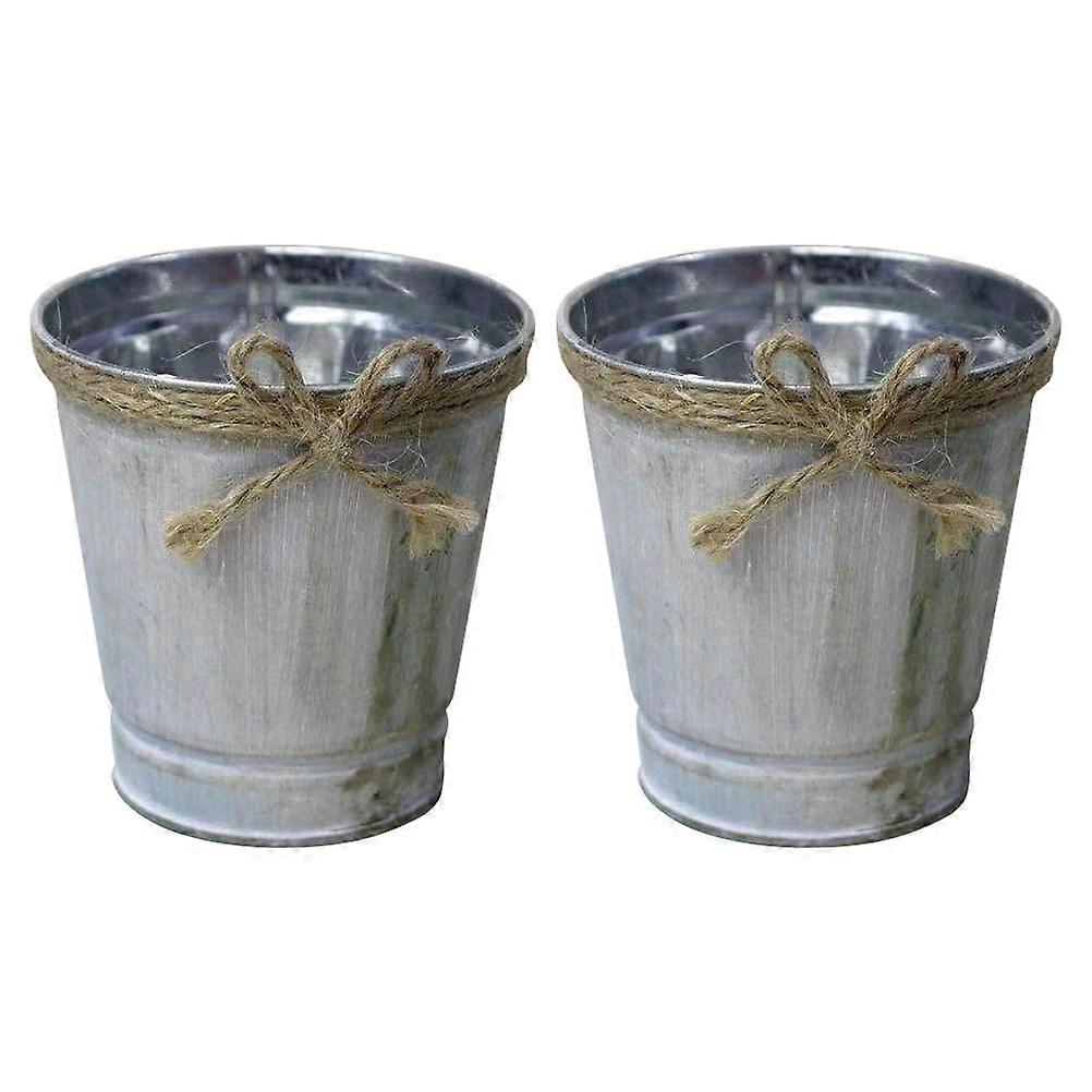 Vintage Iron Flower Bucket Decorative Planter Pots for Home, Balcony & Succulent Gardening – Stylish & Durable Flowerpot Set of 2