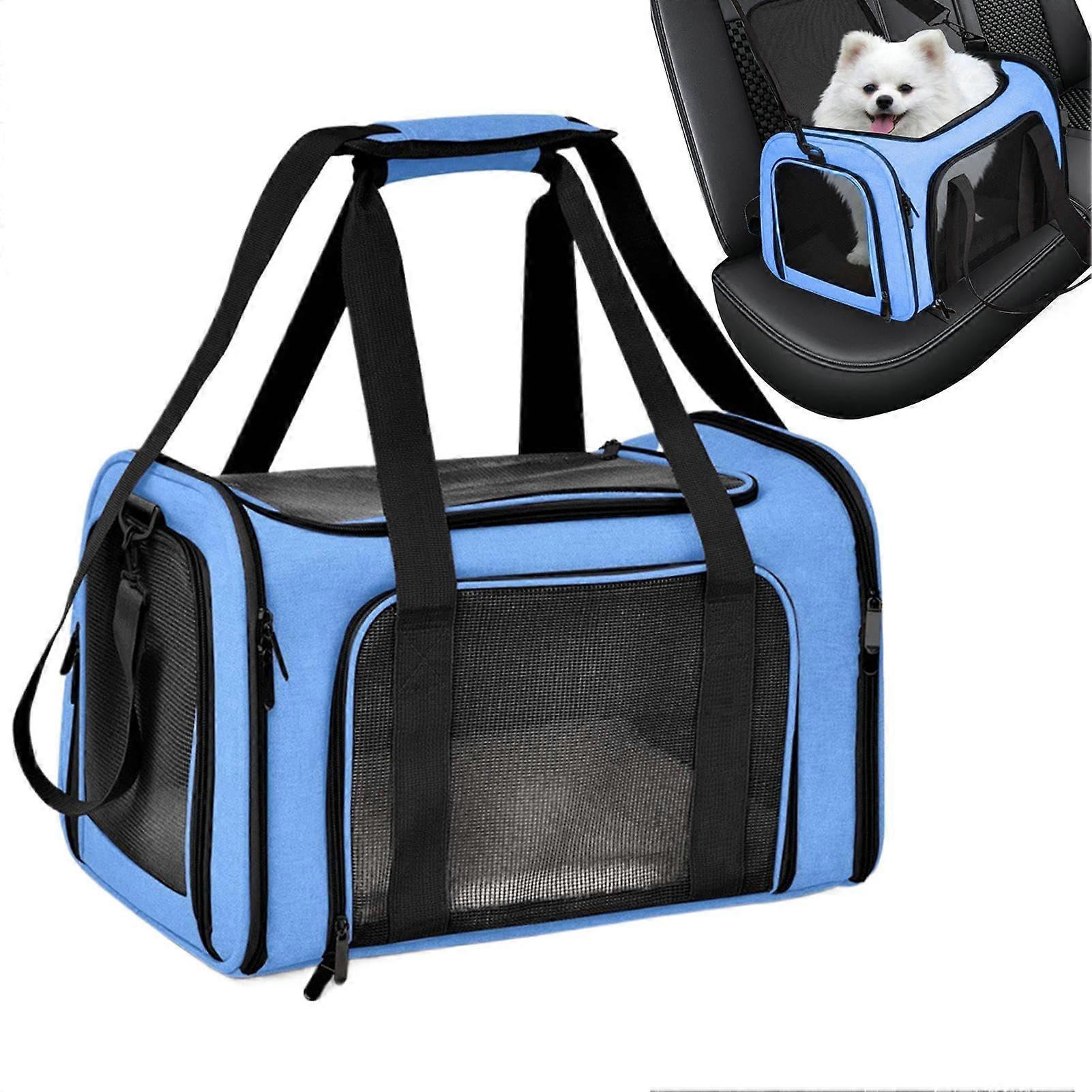 Small Cat Carrier Breathable Foldable Pet Carrier For Small Cats And Dogs Blue