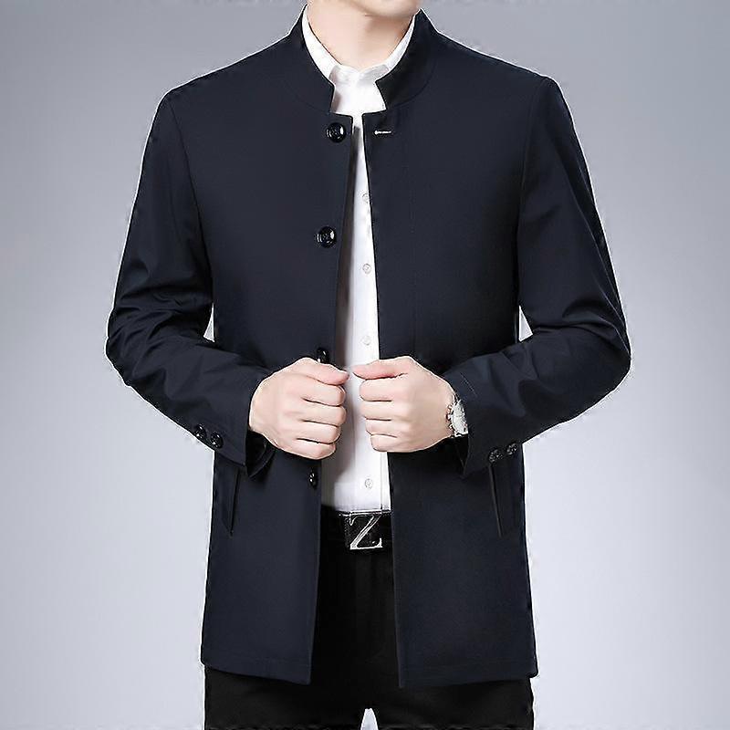 Middle-aged Men's Jacket Spring and Autumn New Middle-aged and Elderly Father's Jacket Men's Medium-length Stand-up Collar Buttoned Jacket