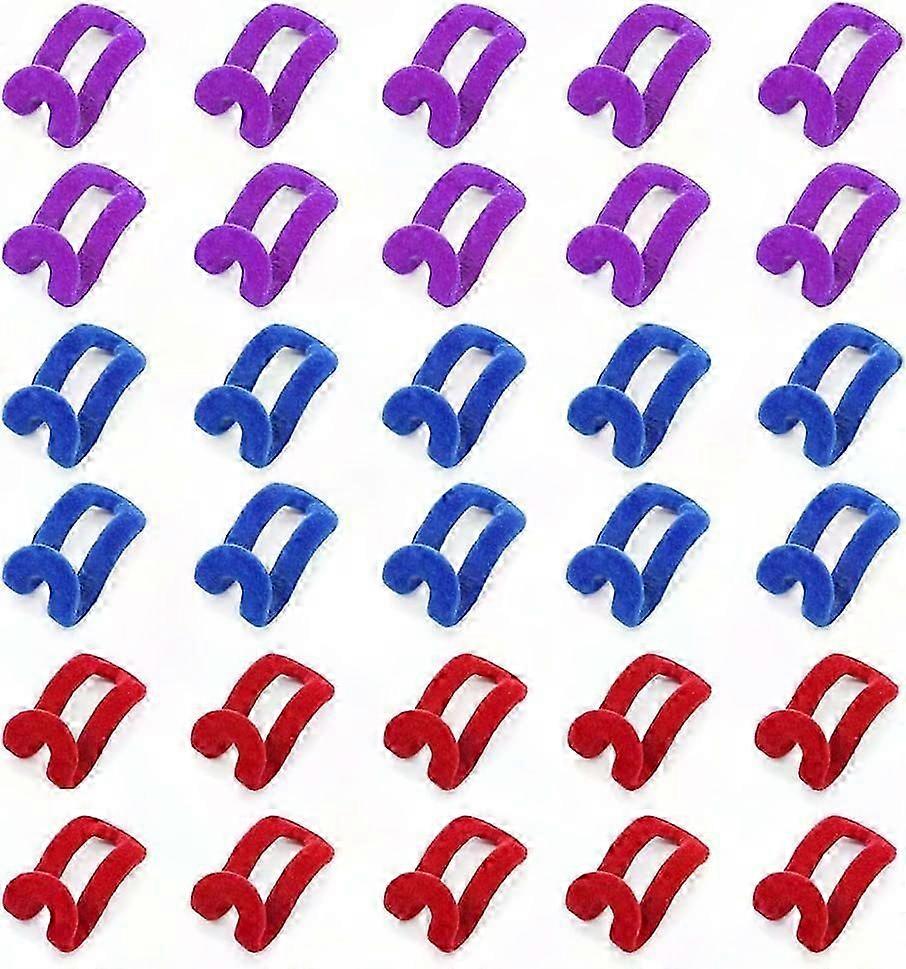 30Pcs Space Saving Hanger Connectors for Clothes - Mini Flocking Hooks, Multicolor