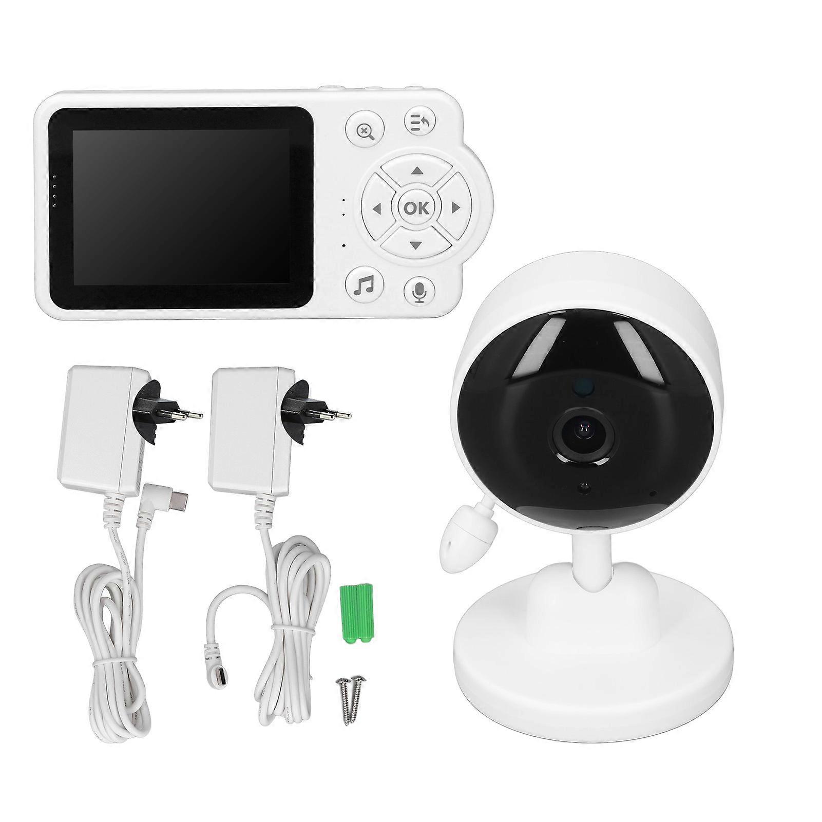 Wireless Baby Monitor 2.8 Inch Baby Security Camera with VOX Mode Night Vision 2 Way Talk Temperature Sensor AC100‑240V EU Plug