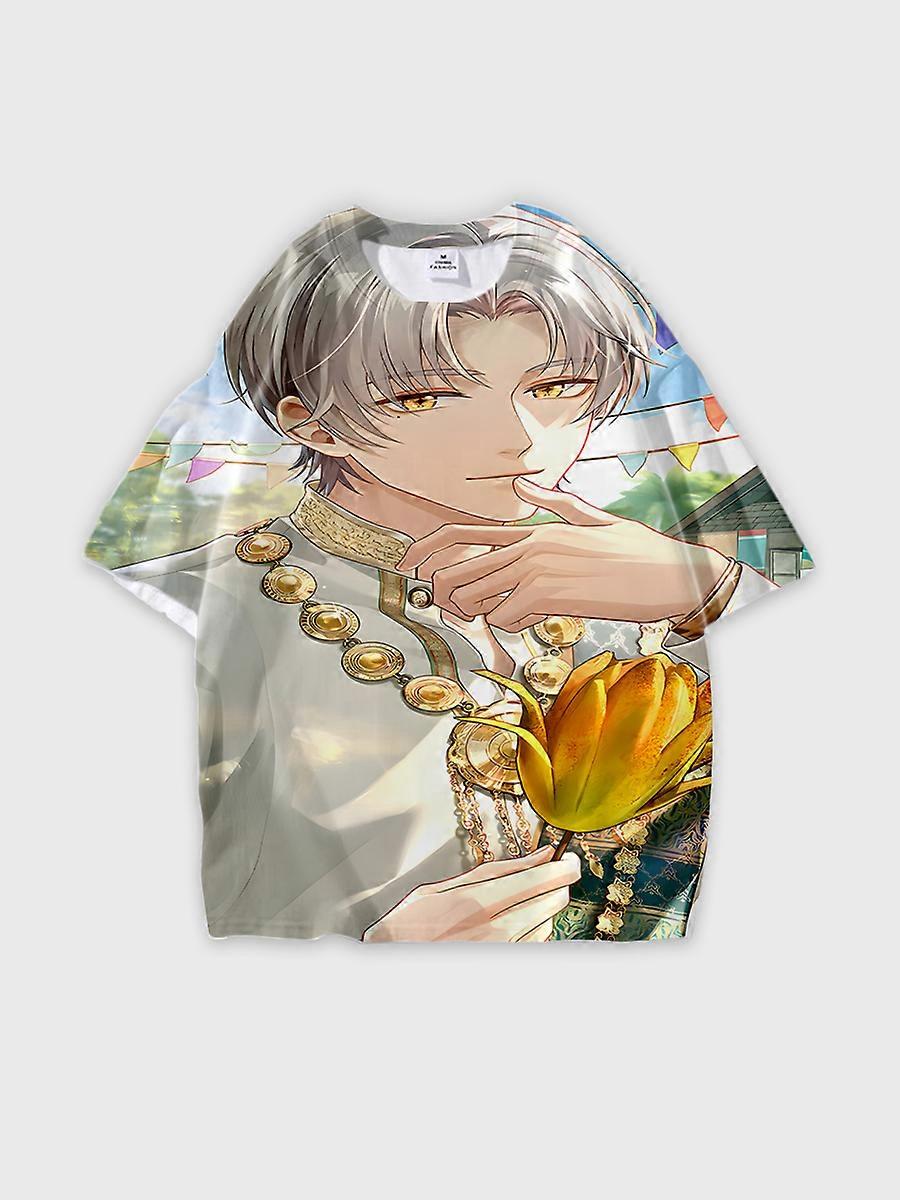 T-shirt round neck Role Pattern loose short sleeve E1059