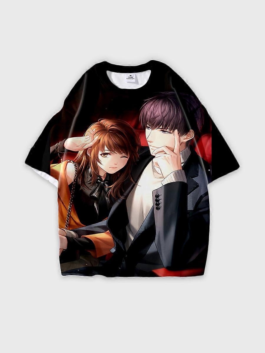 T-shirt round neck Role Pattern loose short sleeve E1433