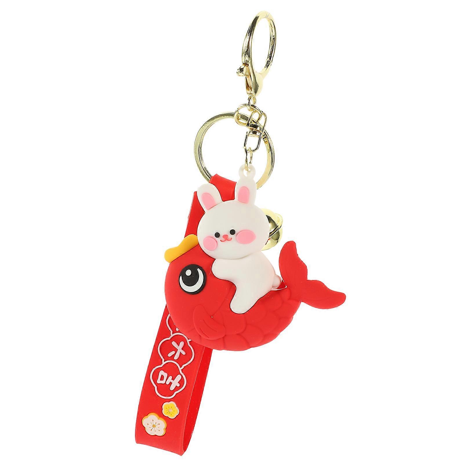 Cute Cartoon Rabbit Keychain with PVC and Metal Materials for Daily Use Multi Color 2cm x 3cm
