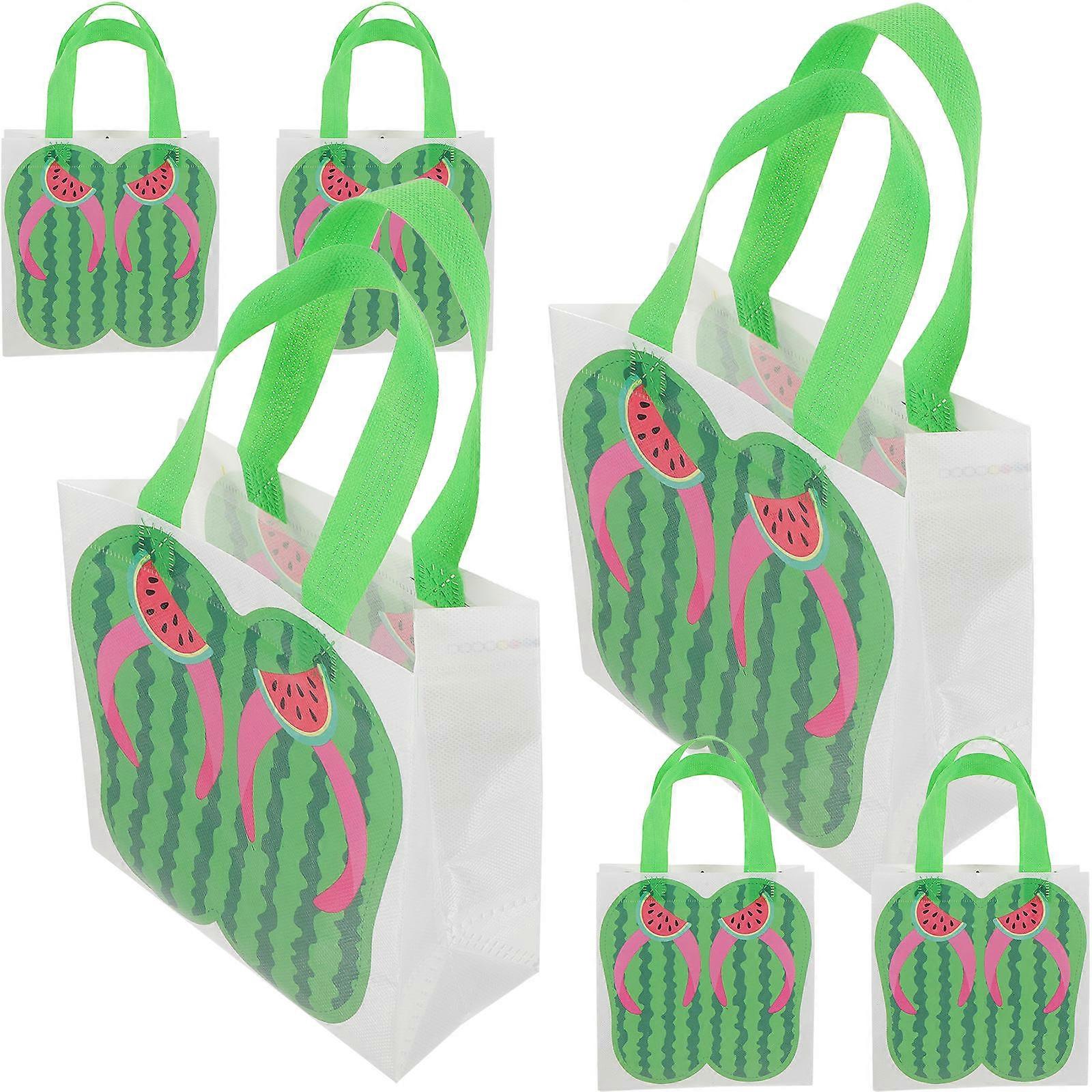 6pcs Luau Treat Bags, Durable Non Woven Handheld Candy Containers for Hawaii Beach & Pool Parties, Lightweight Decorative Storage Pouches