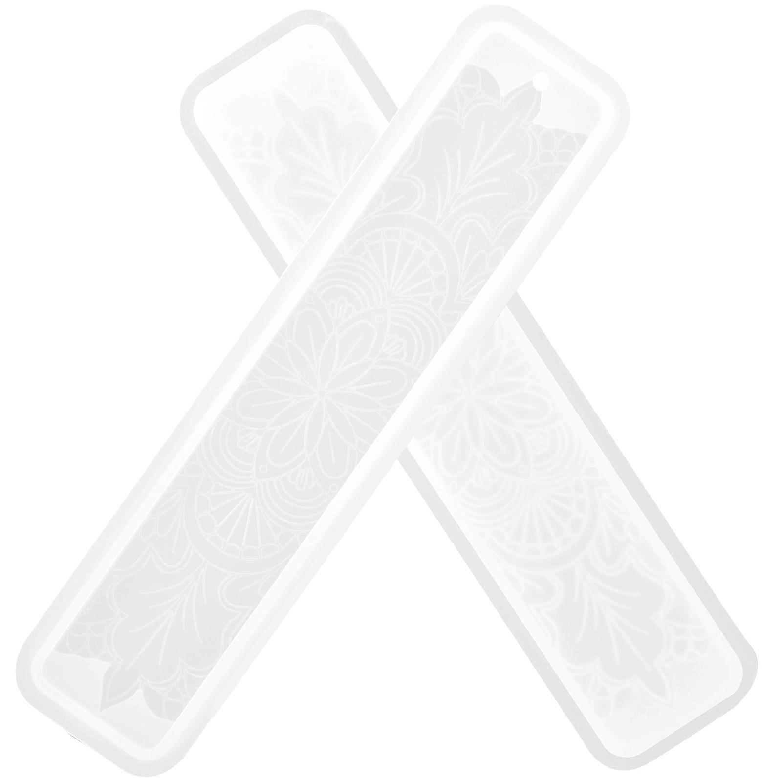 DIY Silicone Bookmark Mold for Epoxy Resin Crafting Safe Durable White Rectangle Design 2pcs
