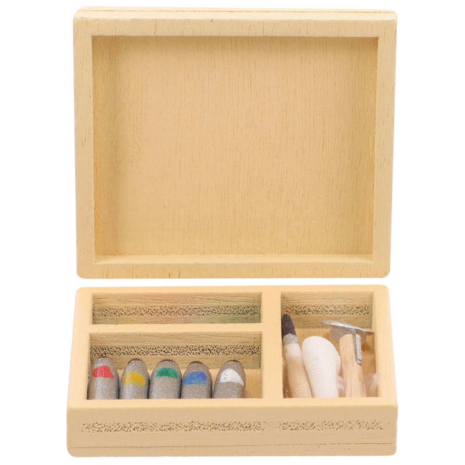 1 Set of Miniature Watercolor Box Miniature Dollhouse Accessories Dollhouse Decoration
