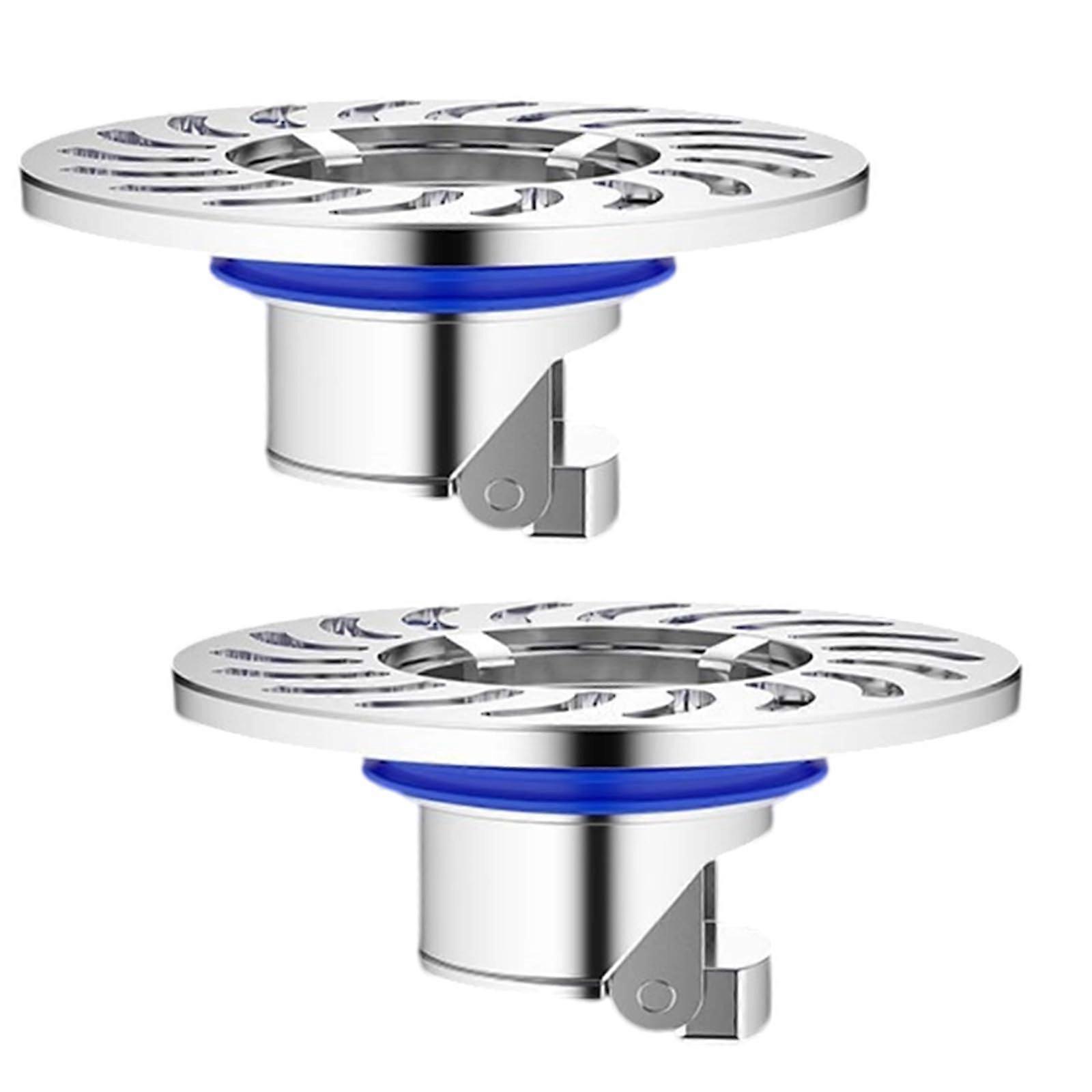 2pcs Round Copper Floor Drain Shower Luxury Silver