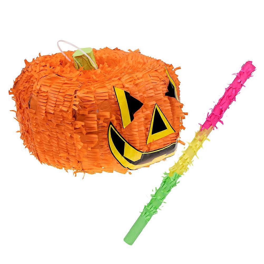 Halloween Pumpkin Piñata Set with Stick & Candy Fillers – Fun Party Game for Trick or Treat Celebrations and Gatherings