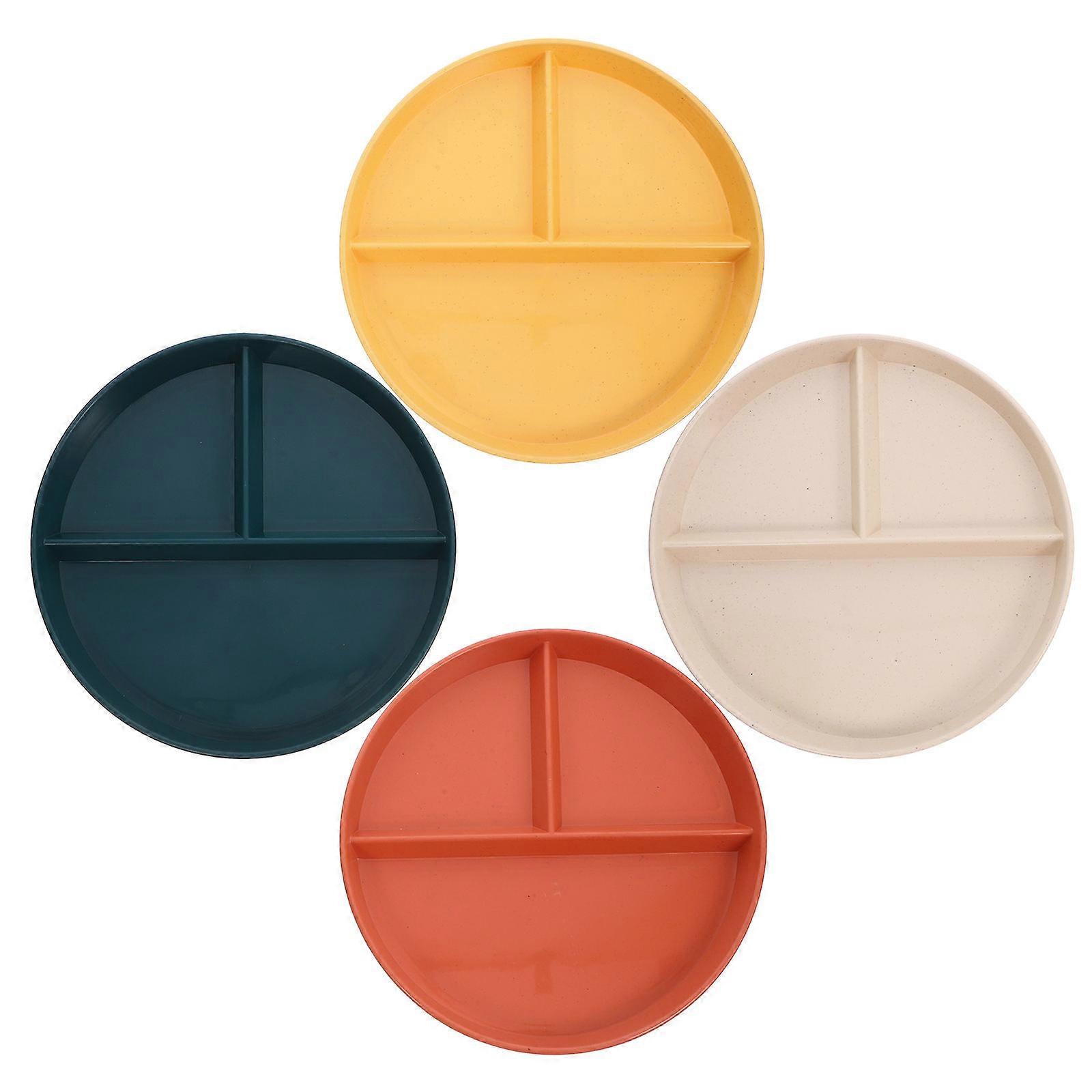 Ceramic Divided Dinner Plate 4Pcs For Households Assorted Color Easy To Clean Food Separation