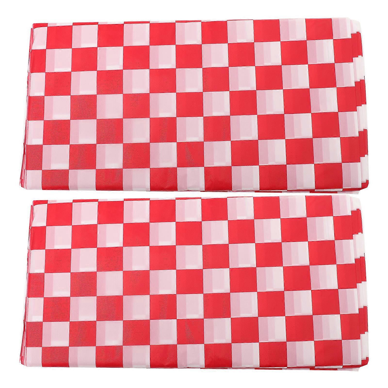 Red Plastic Checkered Tablecloth for Decoration with Elegant Patterns and Design 2 Pieces