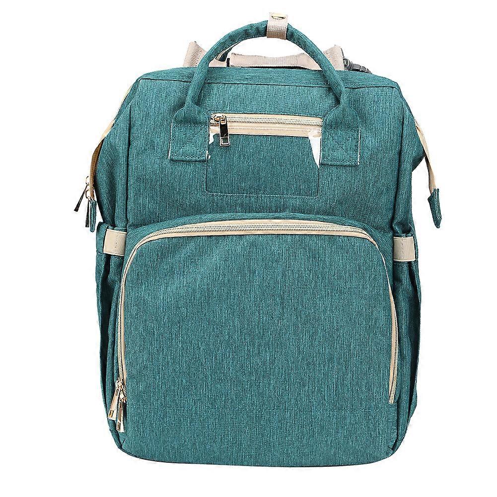 Multi Functional Large Capacity Mummy Backpack Folding Crib Baby Diaper Changing Handbag(Green )