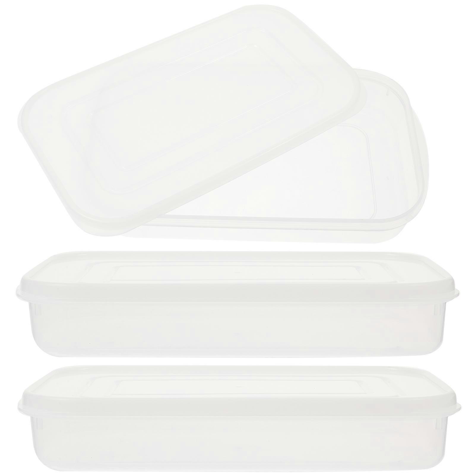 Plastic Food Container 3Pcs Sealable Fridge Storage Boxes Perfect For Food Preservation In White Color For Household Use