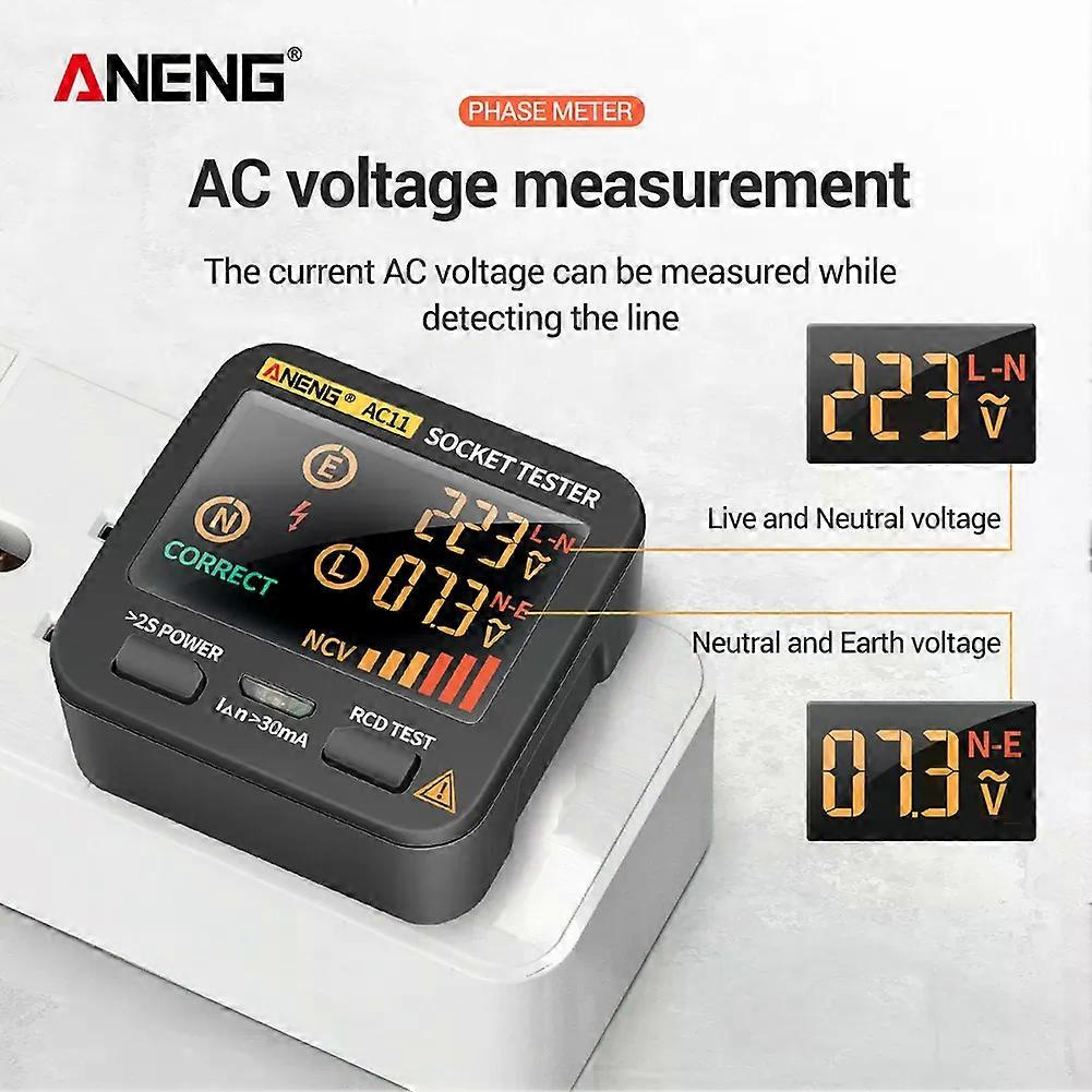 ANENG AC11 Digital Smart Socket Phase Polarity Circuit Tester Check Voltage Plug Socket Switch Detector US/UK/EU/AU Plug