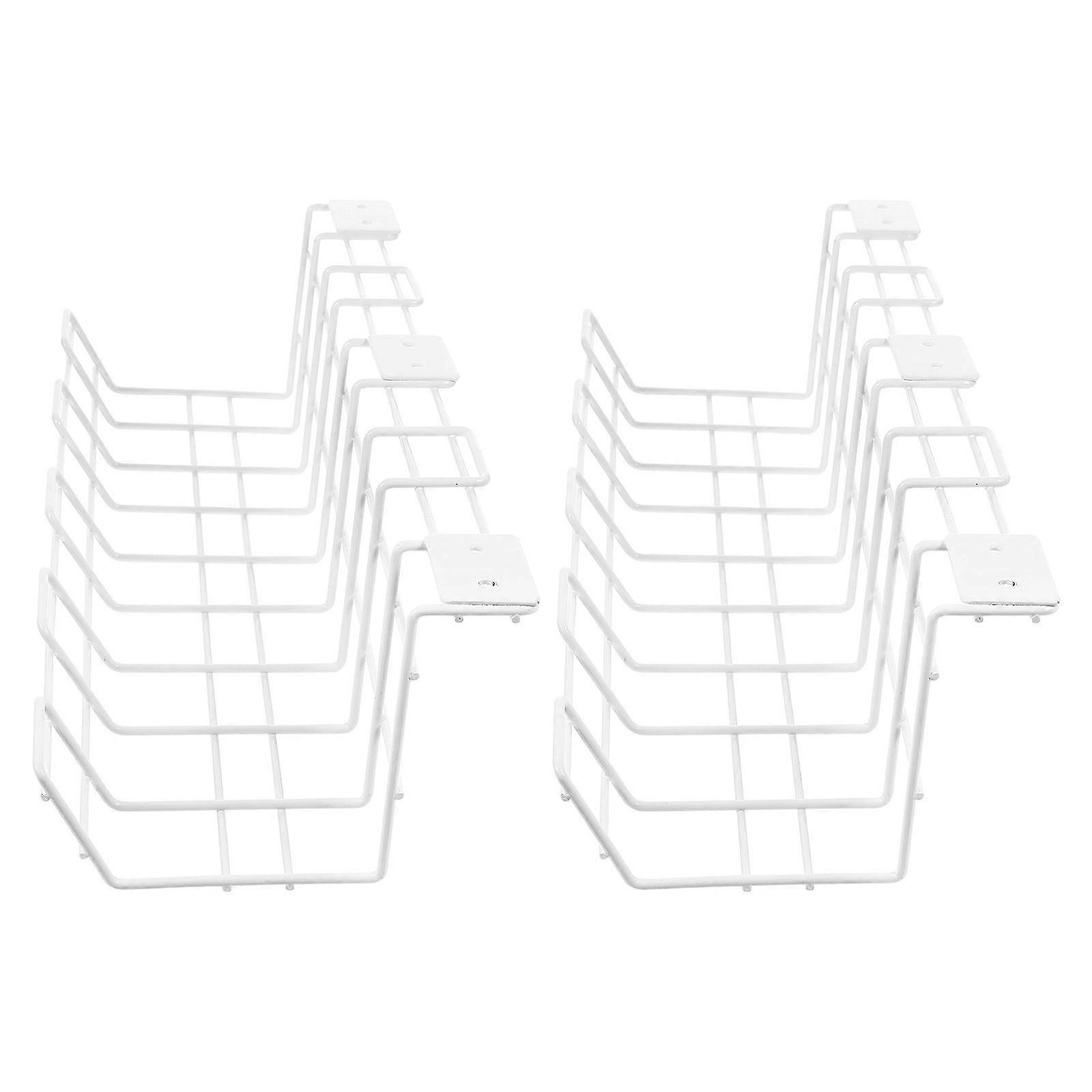 Cable Storage Organizers 2Pcs Under Table Wire Racks Suitable For General Users White Simple Design And Compact