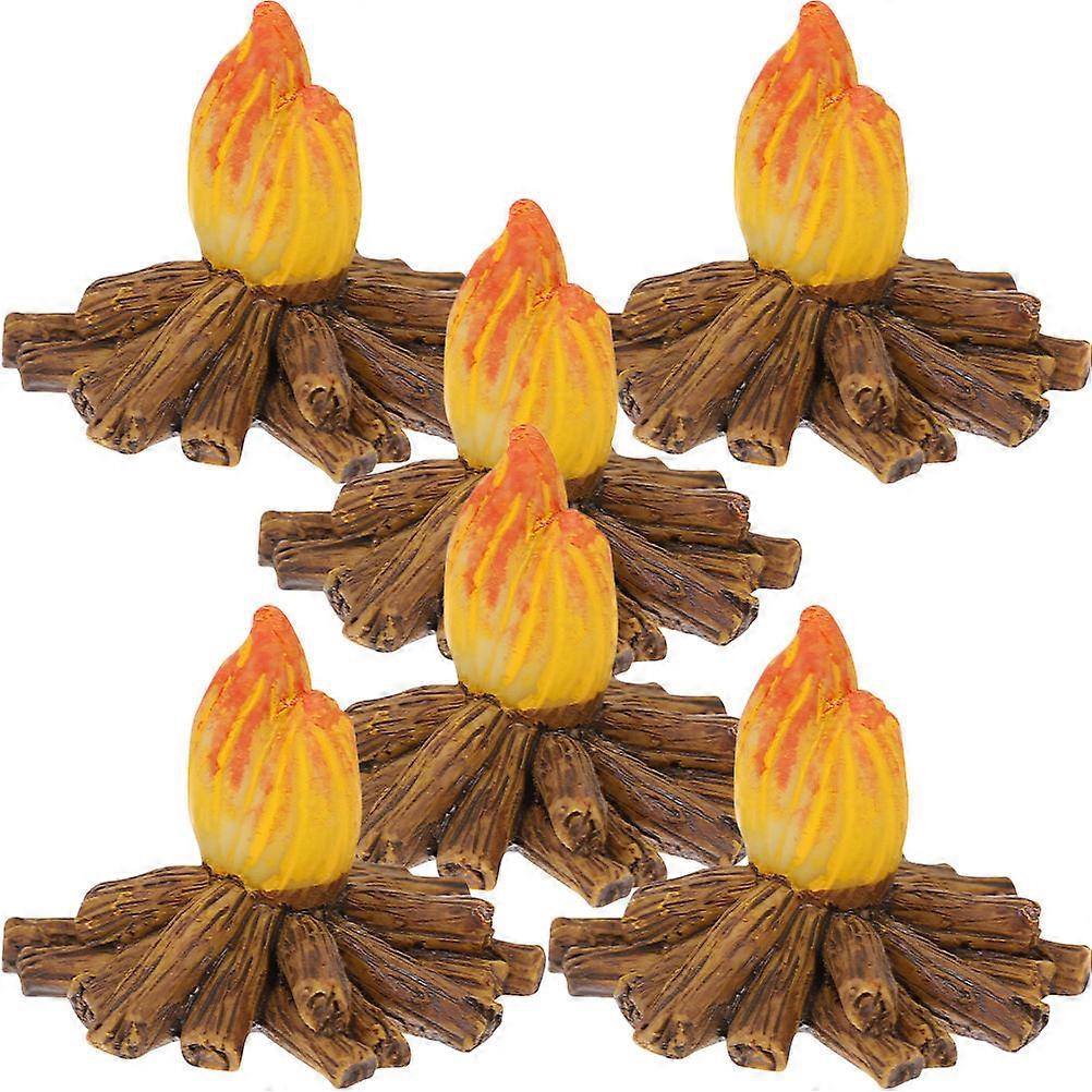 6pcs Mini Campfire Models, Vivid Fire Pit Ornaments for Garden & Outdoor Party Decor, Realistic Fake Campfire Figures for Unique Scene Settings