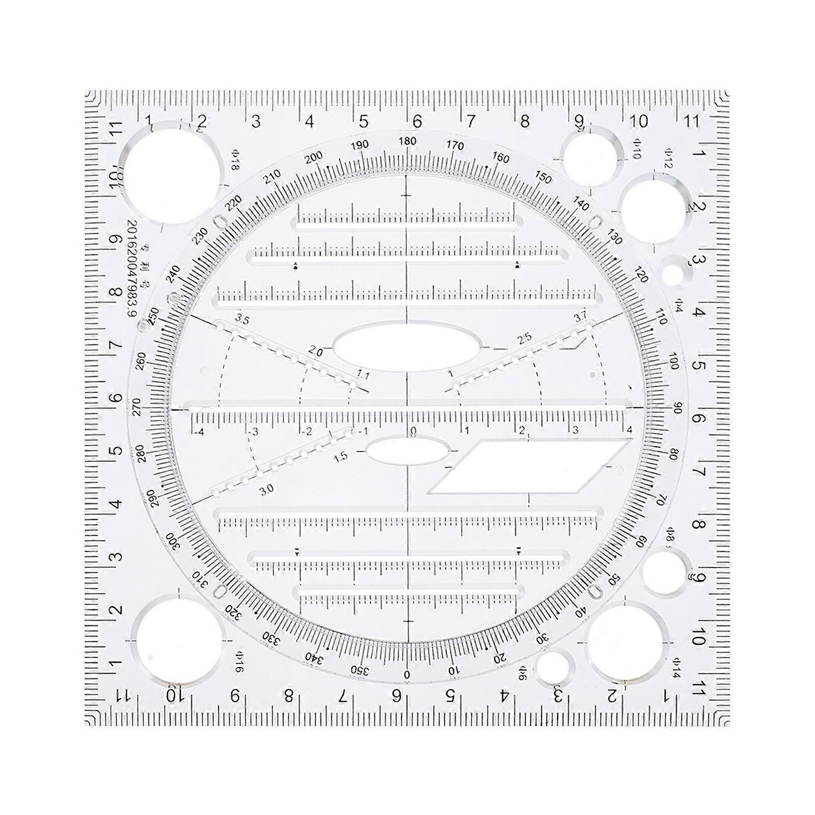 Lightweight Multifunctional Geometric Measuring Ruler Plastic Drawing Template for Students School Office Accurate Scale Stationery Tool