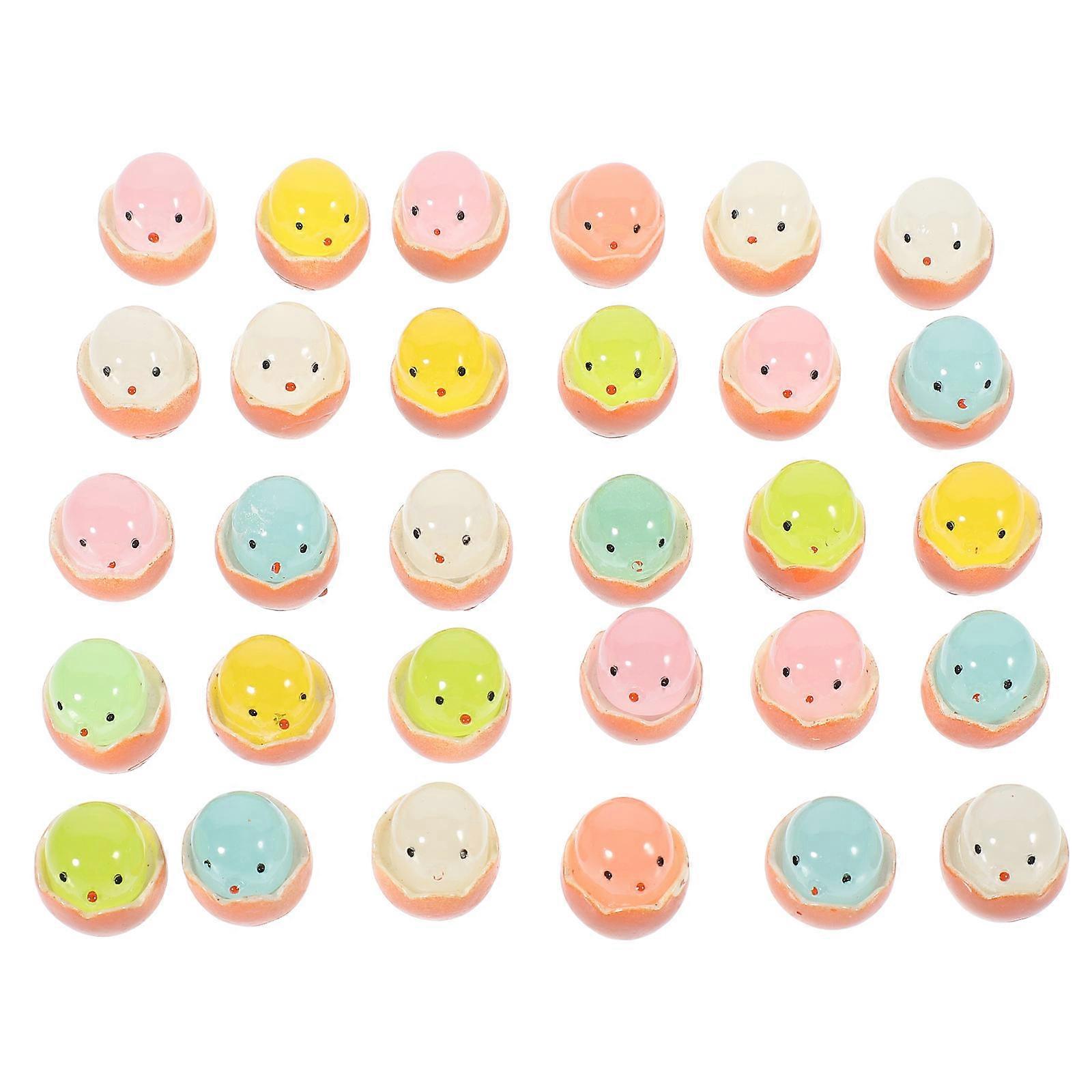 Chick Figurine Set of 30 Pieces Resin Material for Decor Assorted Color Miniature Garden Statues