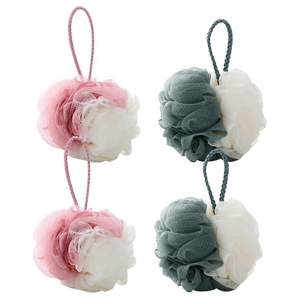 4pcs Mesh Sponge Shower Puff Soft Exfoliating Bath Scrubber for Home & Travel, Durable & Convenient, Random Color