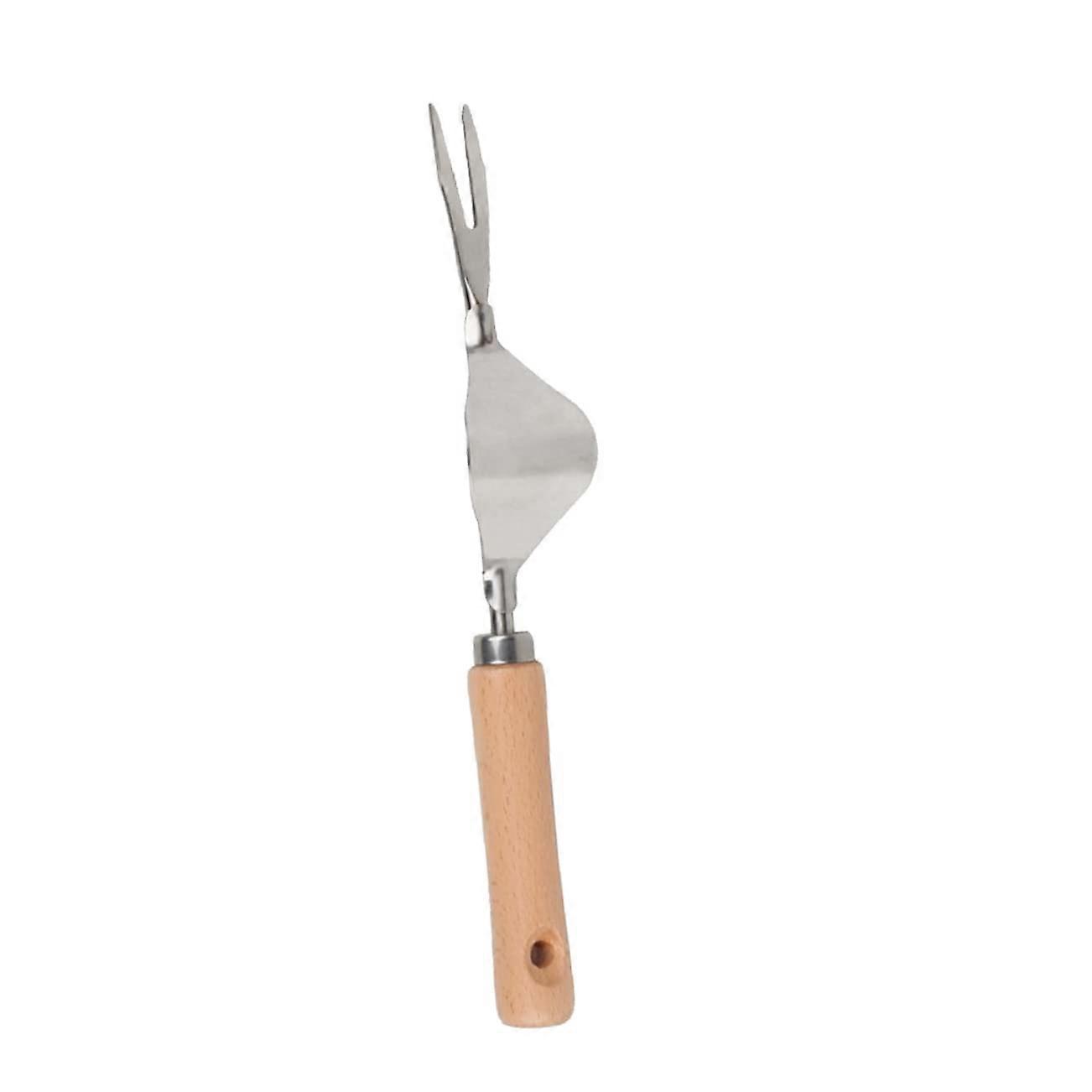 2 Piece Garden Weeding Fork Set - Silver Bamboo Garden Tools for Lawn Weed Removal and Soil Transplanting Grubber