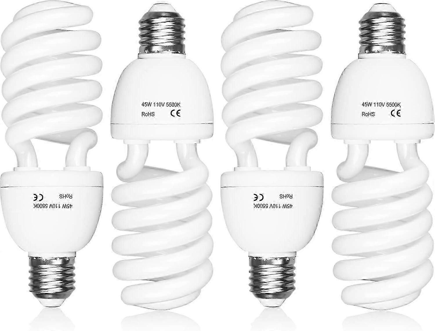Full Spectrum Light Bulb, 4x45W 5500K CFL Daylight Bulb for Photography Photo Video Studio Lighting,Softbox Lighting Kit,House Lighting