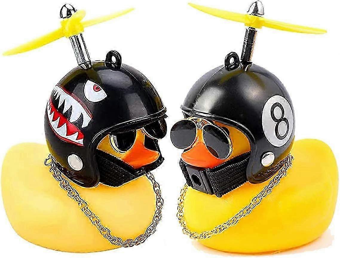 Set of 2 Adjustable Duck Bicycle Bells in Yellow with Propellers - Fun Accessory for Kids' Bikes, 6.5x7.5x6cm