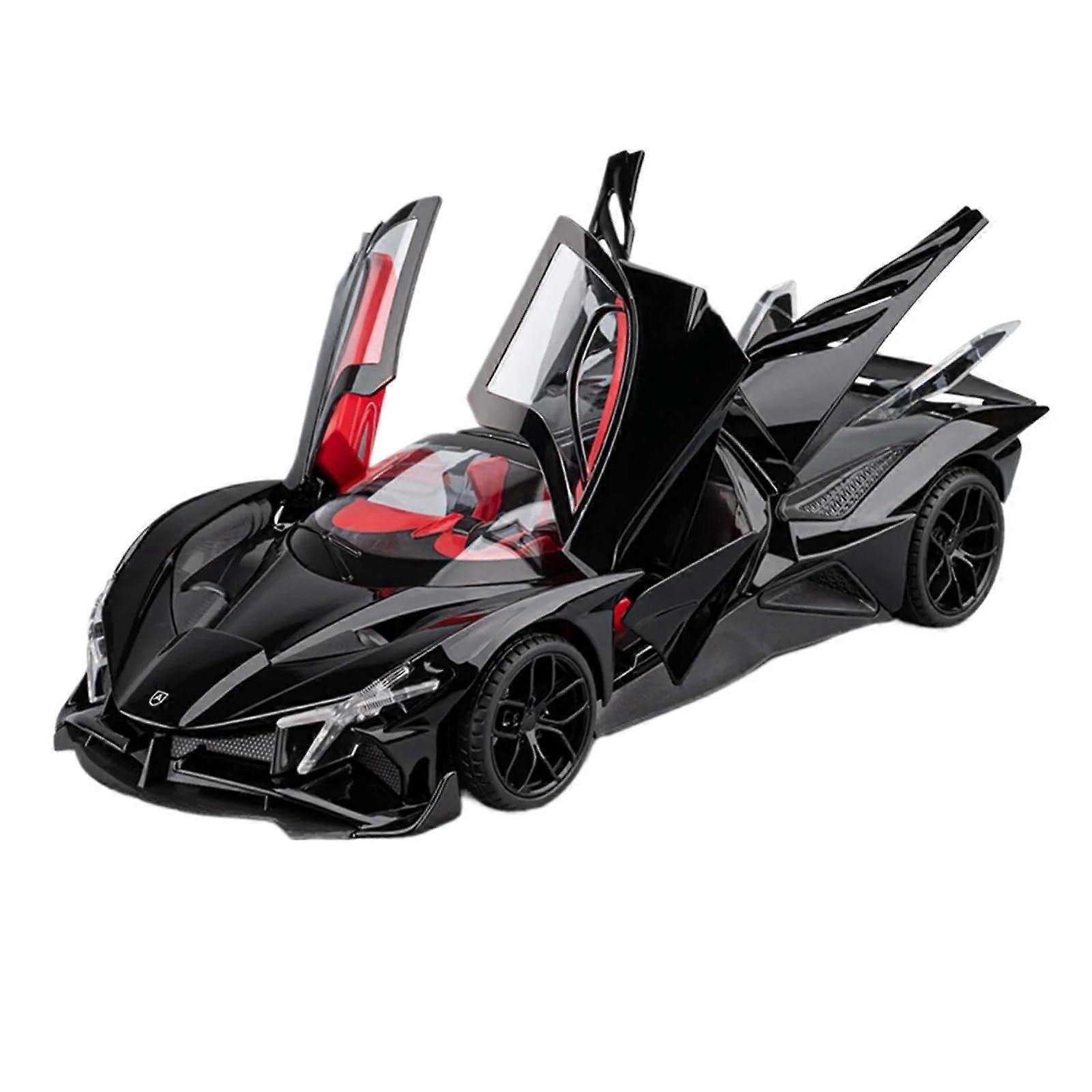 Scale Model Car 1:18 for Apollo EVO Simulation Luxury Car Model Metal Alloy Collecting Hobby Ornaments Diecast Vehicle (Black)