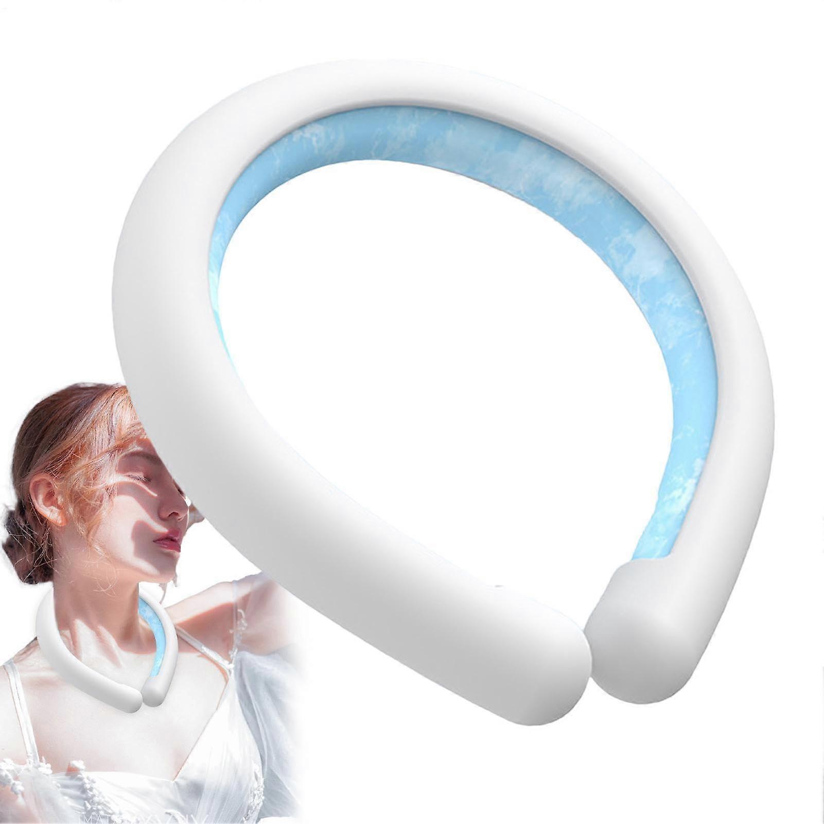 Portable cooling wrap, reusable neck cooler, cold gel pack, comfortable, white