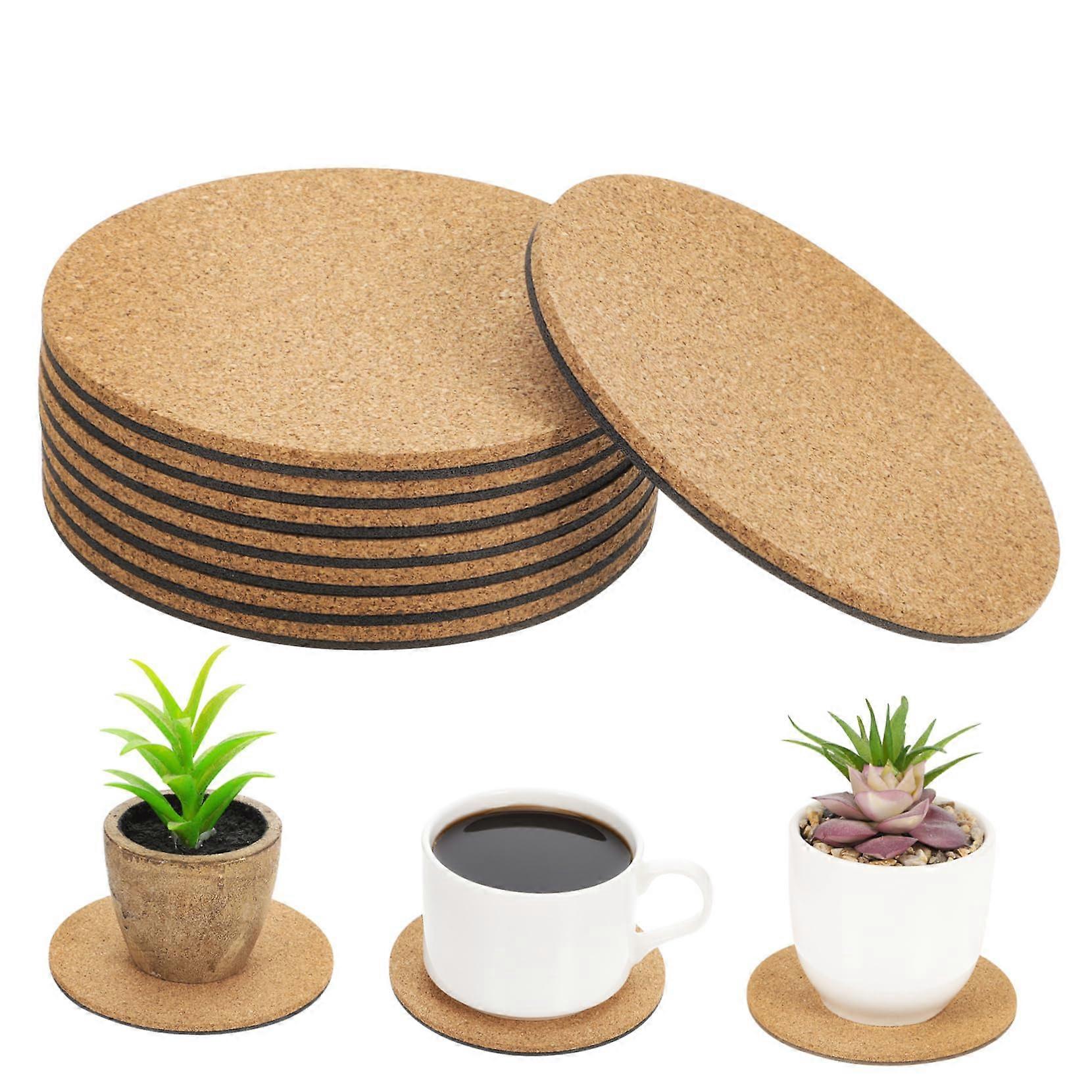 8-Piece Round Cork Coasters Set for Heat-Resistant Plant Pots and Cups, Non-Slip, Noise-Reducing Desk Protection