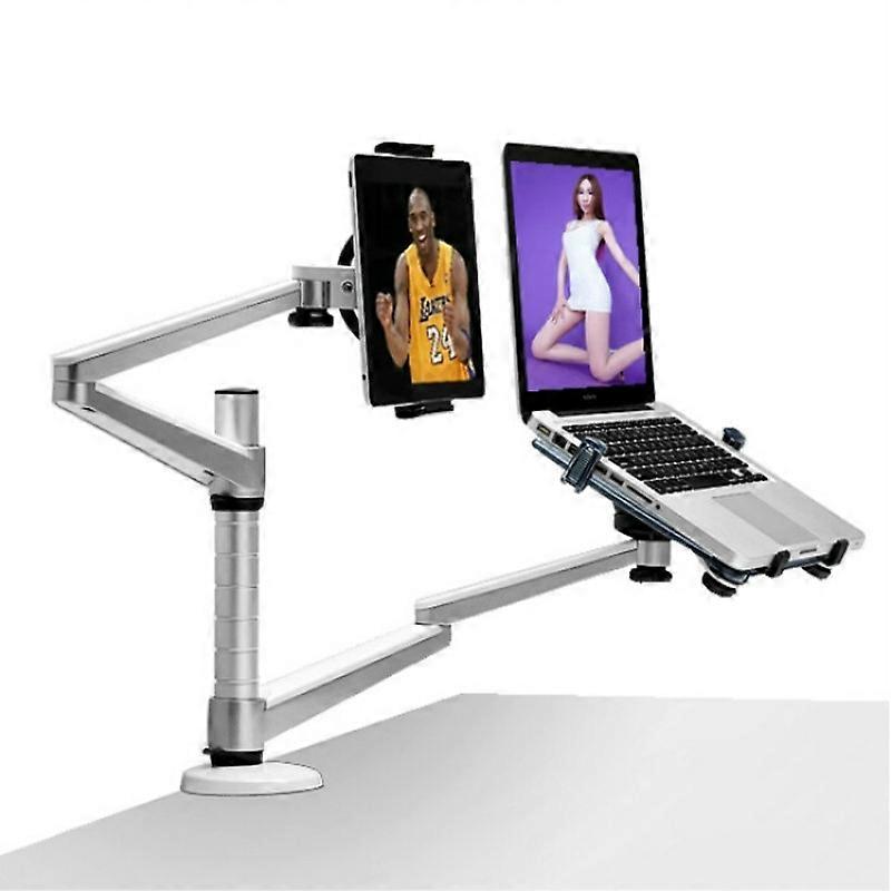 OA-9X Aluminum Alloy Height Adjustable Universal Rotation Double Arm Holder Notebook Tablet Stand