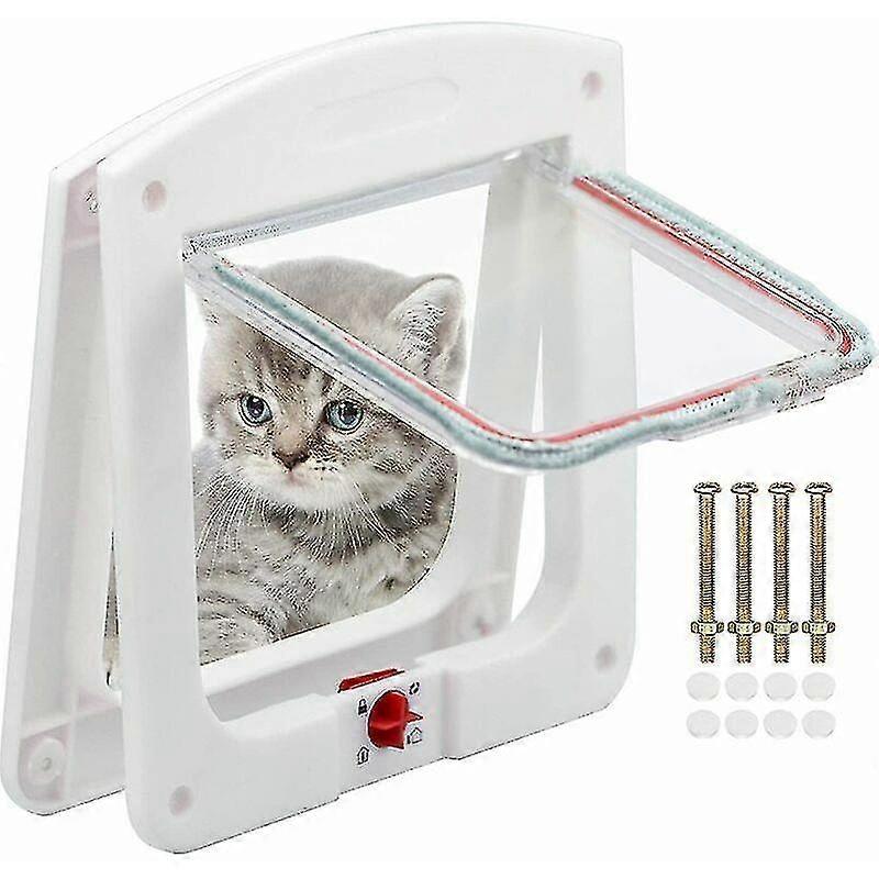 Deckon Cat Flap for Cats & Dogs - 4-Way Lockable Microchip Door, Easy Install