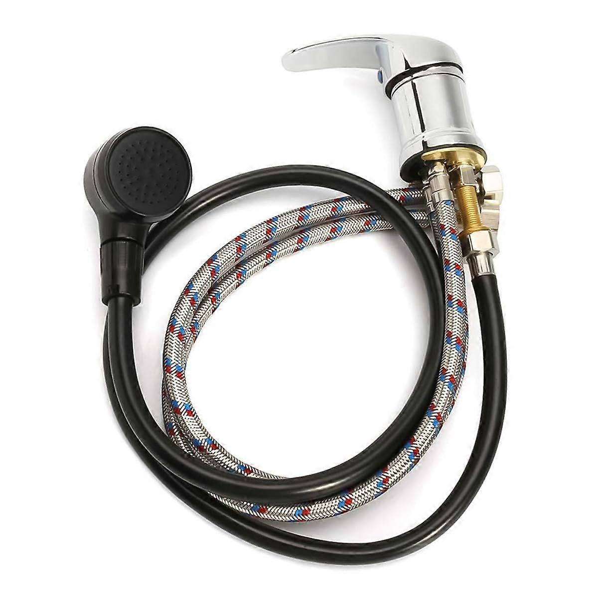 Salon Faucet Set Stainless Steel with Hose and Shower Head, Single Hole, Temperature Control Valve for Shampoo Bowl