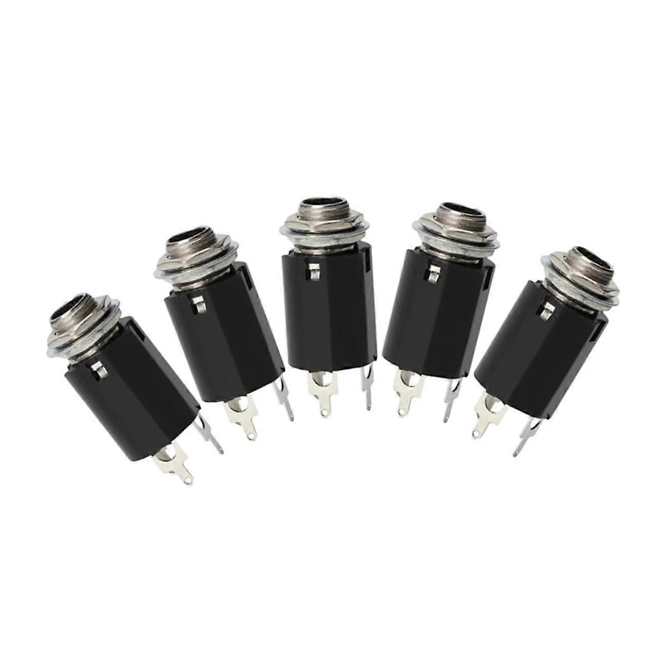 6.35mm Metal Guitar Jack Socket 5-Pack Durable Rust-Resistant For Electric Guitars Easy Install
