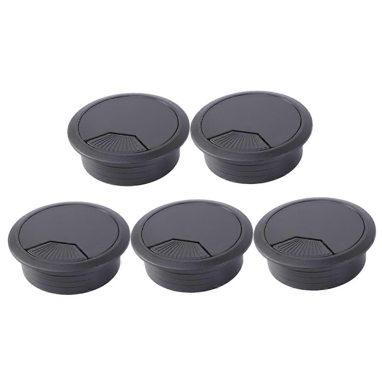 Cable Management Grommets 5 Pack Black ABS Plastic Rotating Cover for Desk Cable Organization Home Office Durable Practical