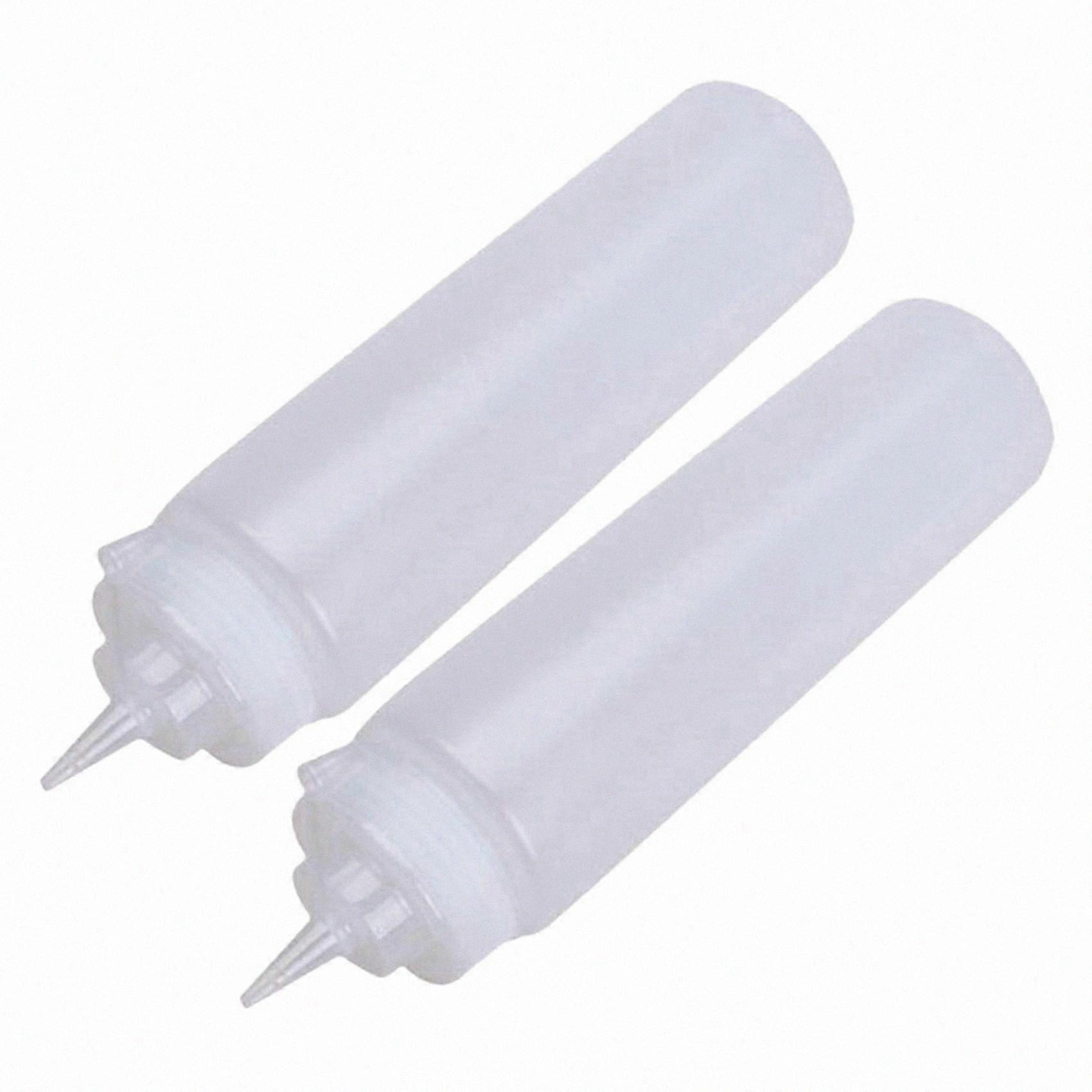 2X 250Ml White Transparent Plastic Sauce Squeeze Bottle Dispenser with Cap