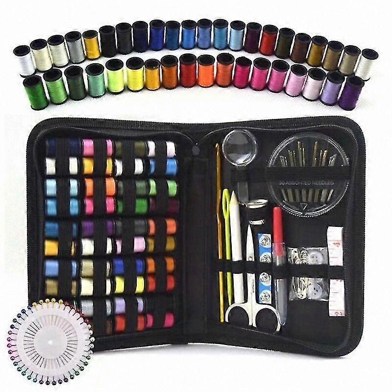 Rectangular Sewing Kit with 128 Pieces, Complete Sewing Box Set for Crafting and Repairs