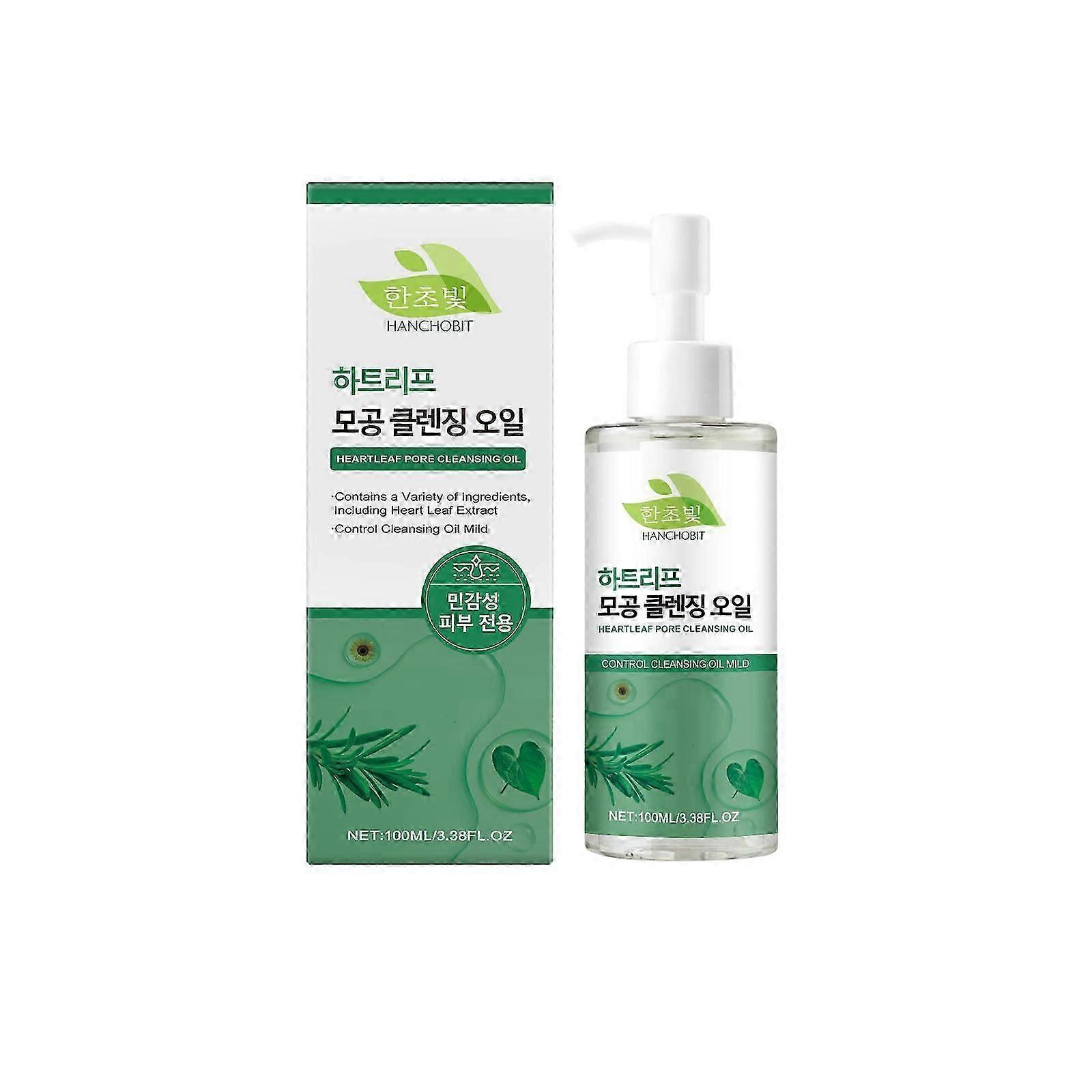 HANCHOBIT Heart Leaf Grass Cleansing Oil, Houttuynia cordata Makeup Removing Oil, Gentle Cleansing, Deep Moisturizing Cleansing Oil