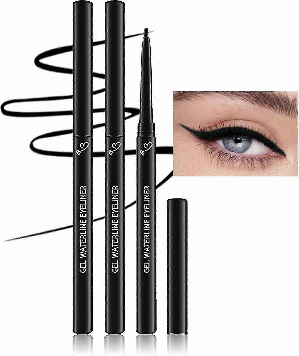2-Pack Gel Eyeliner Pencil, Ultra-Smooth Waterproof Formula with Long-Lasting Pigment, Smudge-Resistant for Waterline Use
