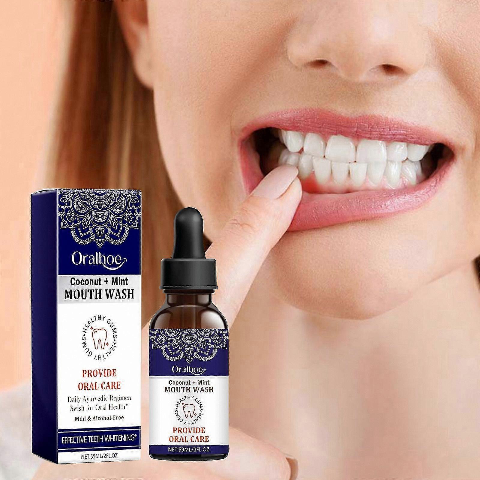 Natural Mint Mouthwash with Coconut, Fluoride-Free Formula, 300 Rinses, Fresh Breath Support, Essential Oils Blend