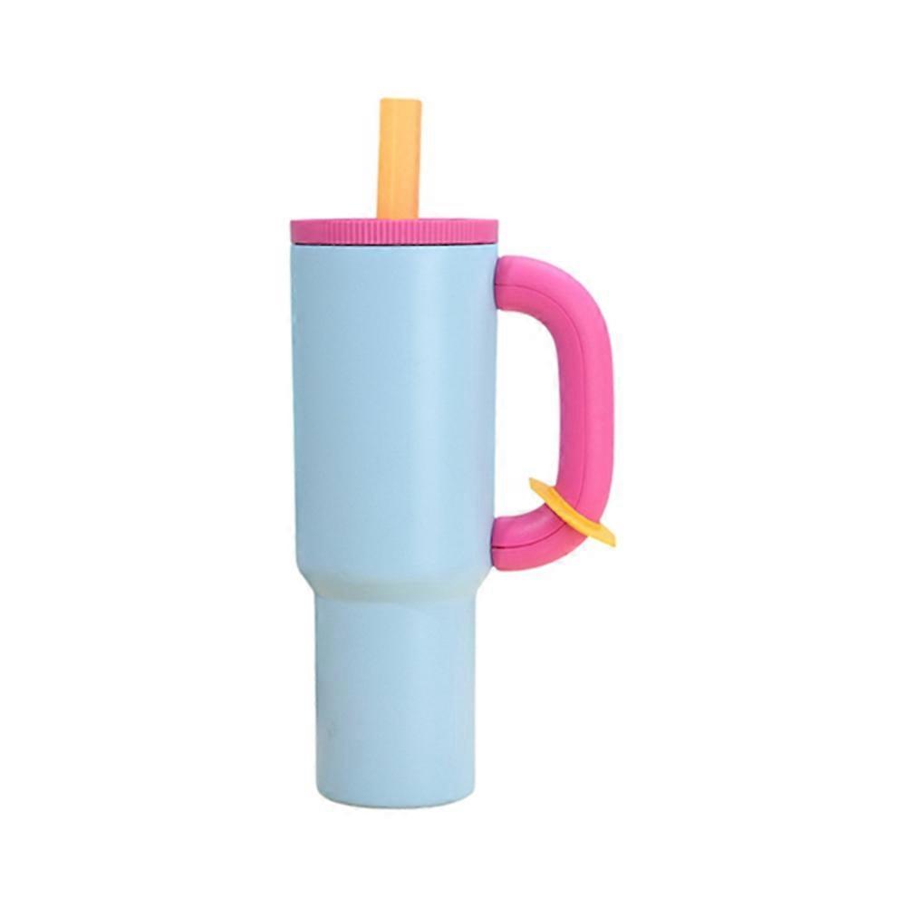 40oz Stainless Steel Straw Insulated Ice Cup Large Capacity Thermal Mug Tumbler with Coffee Cup Blue