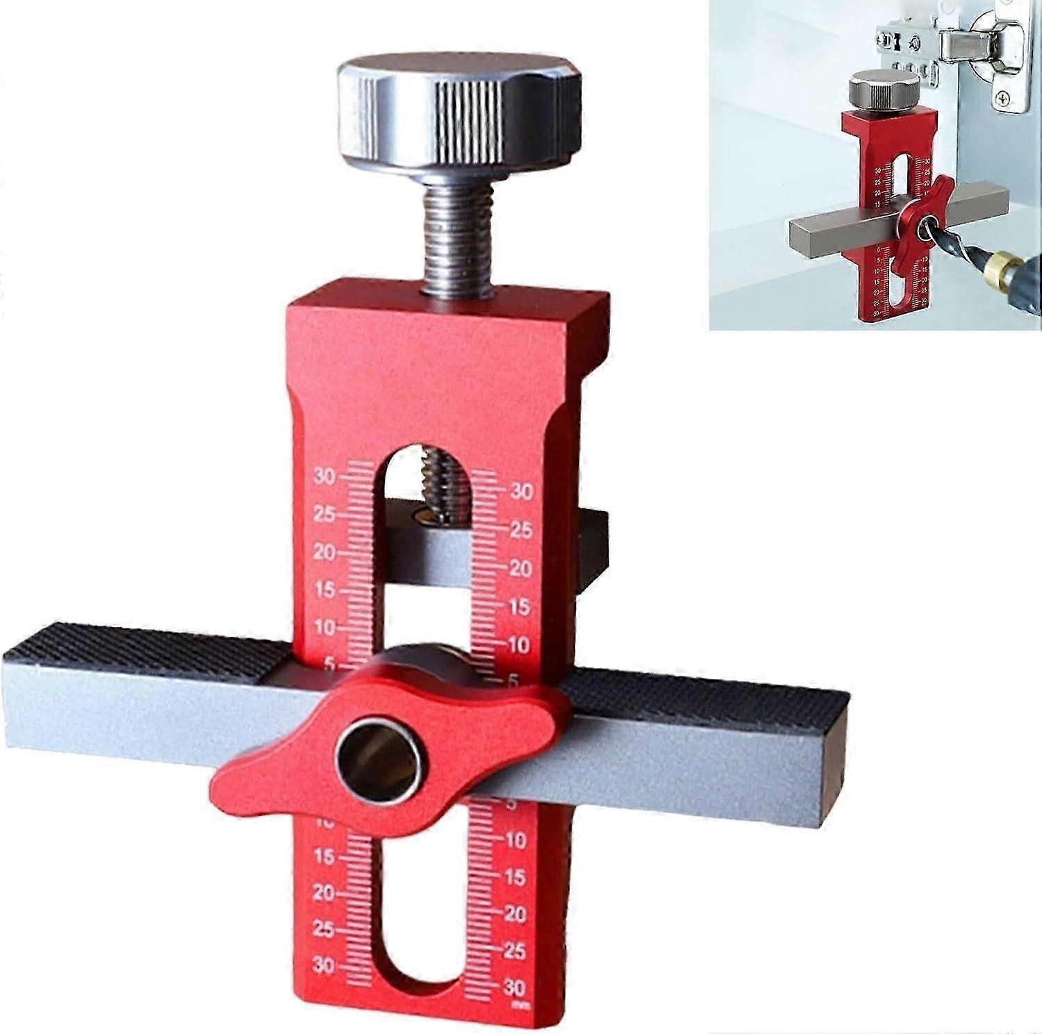 Cabinet Door Installation Locator - Aluminum Alloy Multifunctional Positioning Tool in Red for Door Fitting