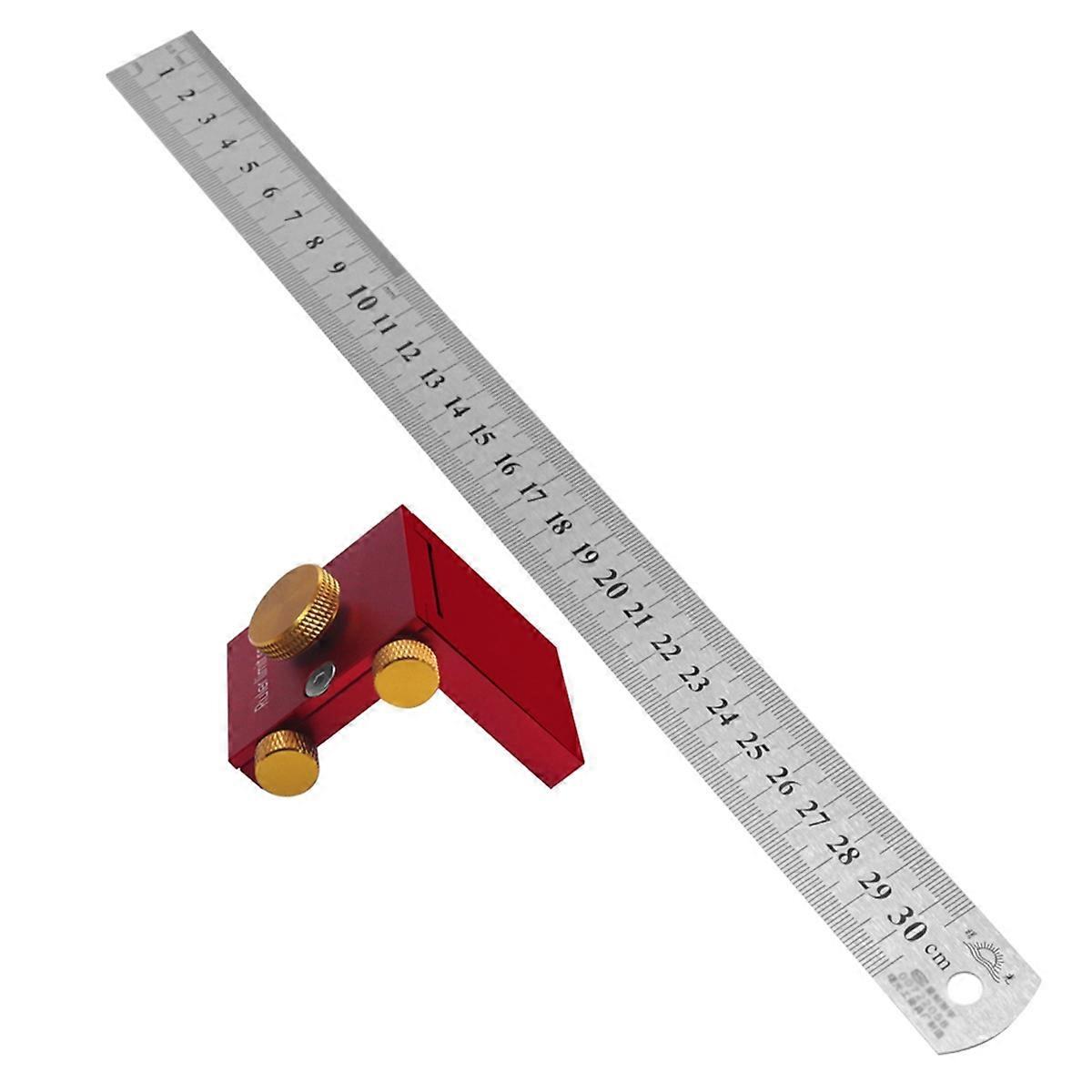 Steel Ruler Scribing Positioning Block,Aluminum Angle Scriber Line Marking Gauge,DIY Carpentry Scriber Measuring Locator
