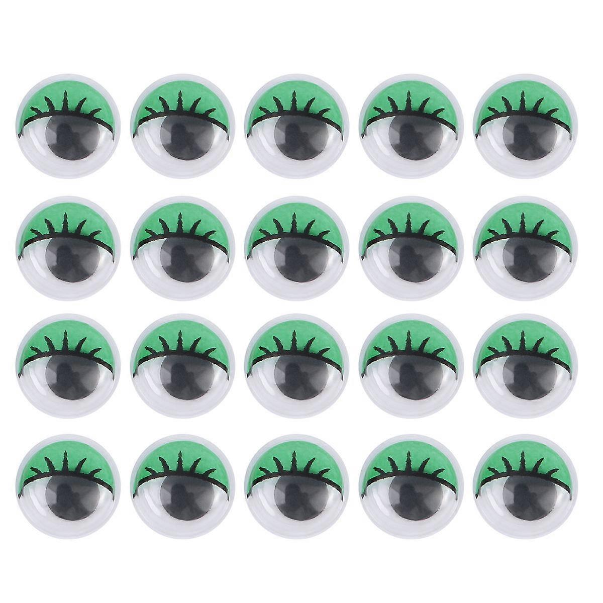 Googly Eyes Eyelashes Toys Puppets Dolls Green Self-Adhesive for Diy 100Pack
